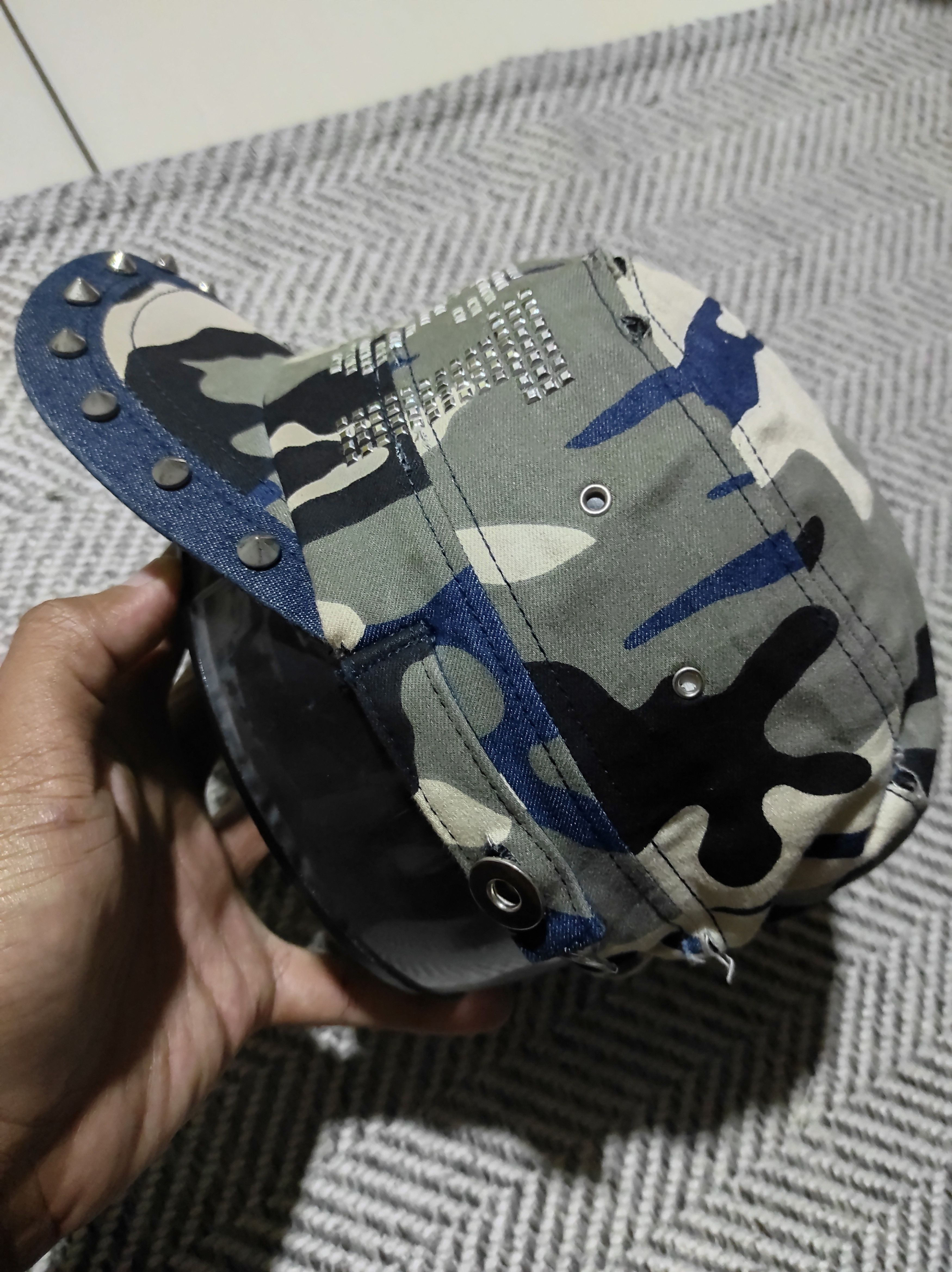 Japanese Brand Egoist Camo Distressed Studded Patrol Hat Size ONE SIZE - 7 Thumbnail