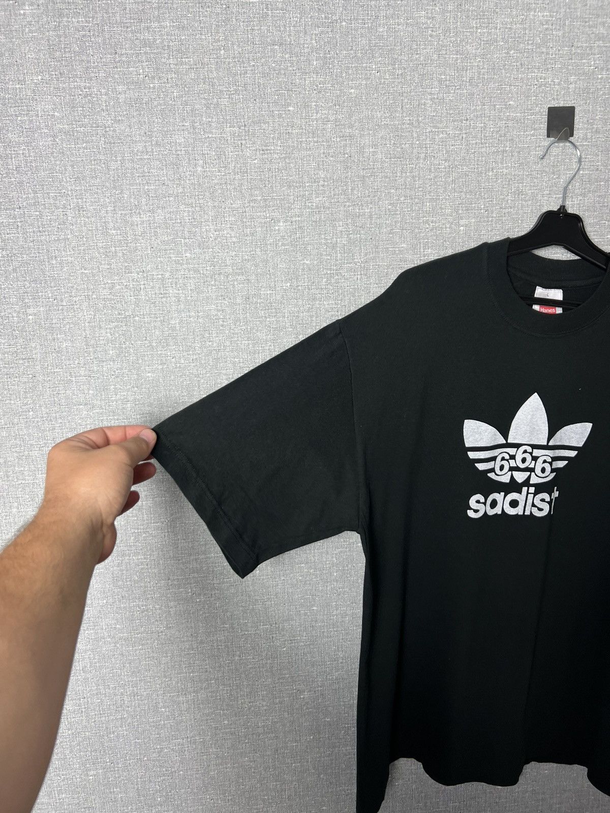 Vintage 90s 666 Sadist Adidas Trefoil Logo Tee Archaic Smile