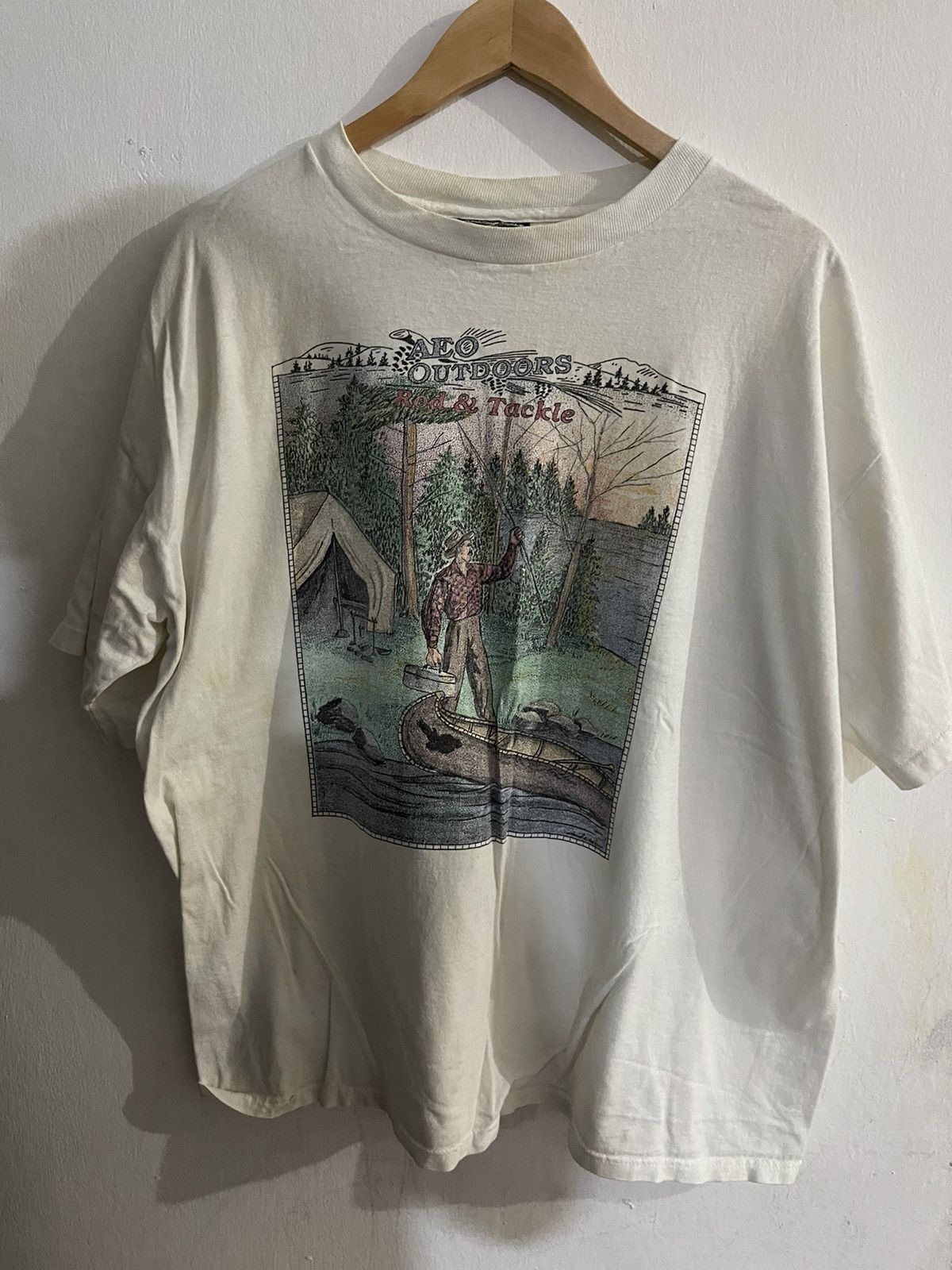 90s VINTAGE TEE OUTDOORS ROD & TACKLE #SKU-A427 DP
