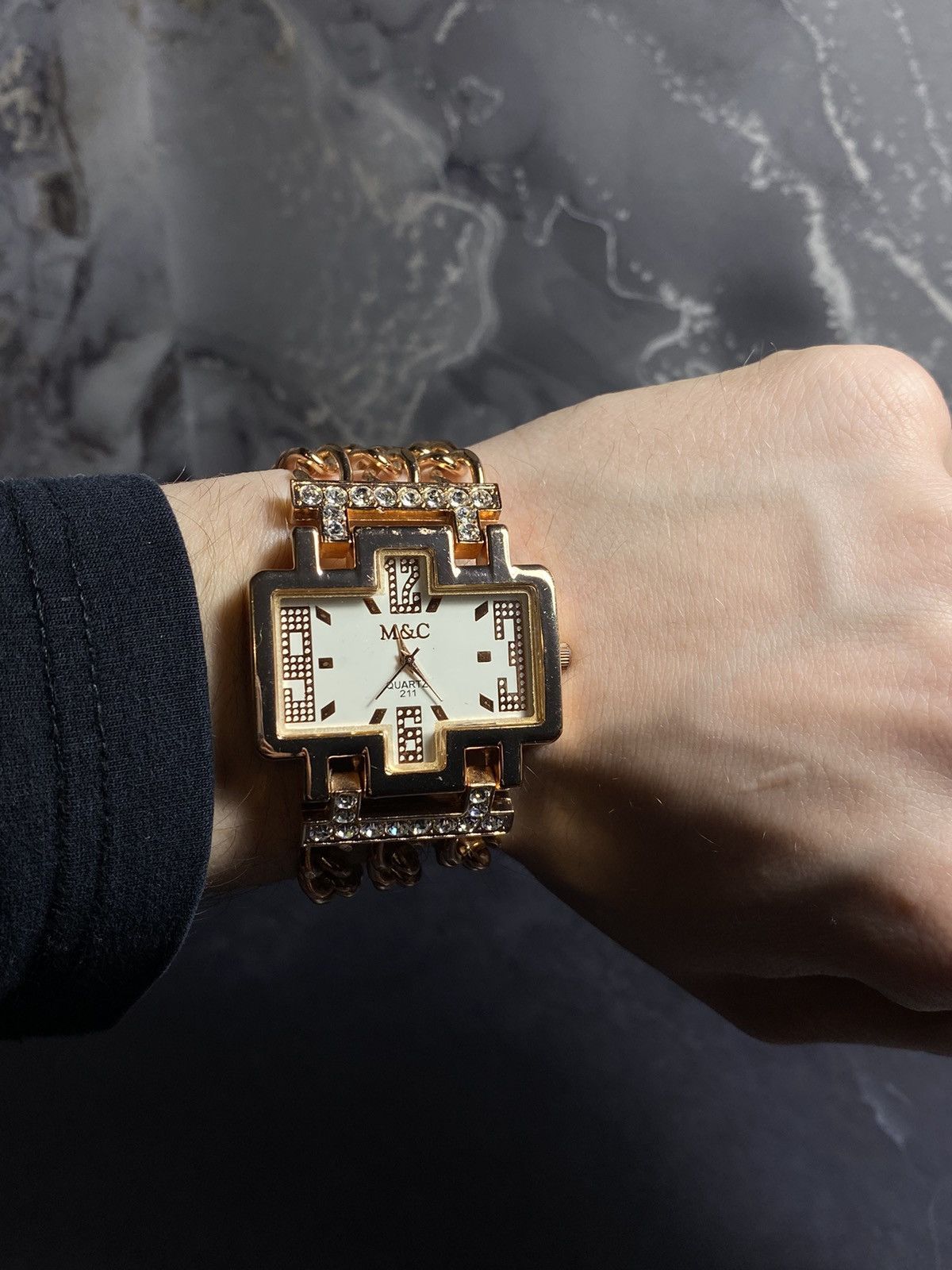 Jewelry Vintage M&C Gold Plated Watch with Crystal Details✨ Size ONE SIZE - 3 Thumbnail