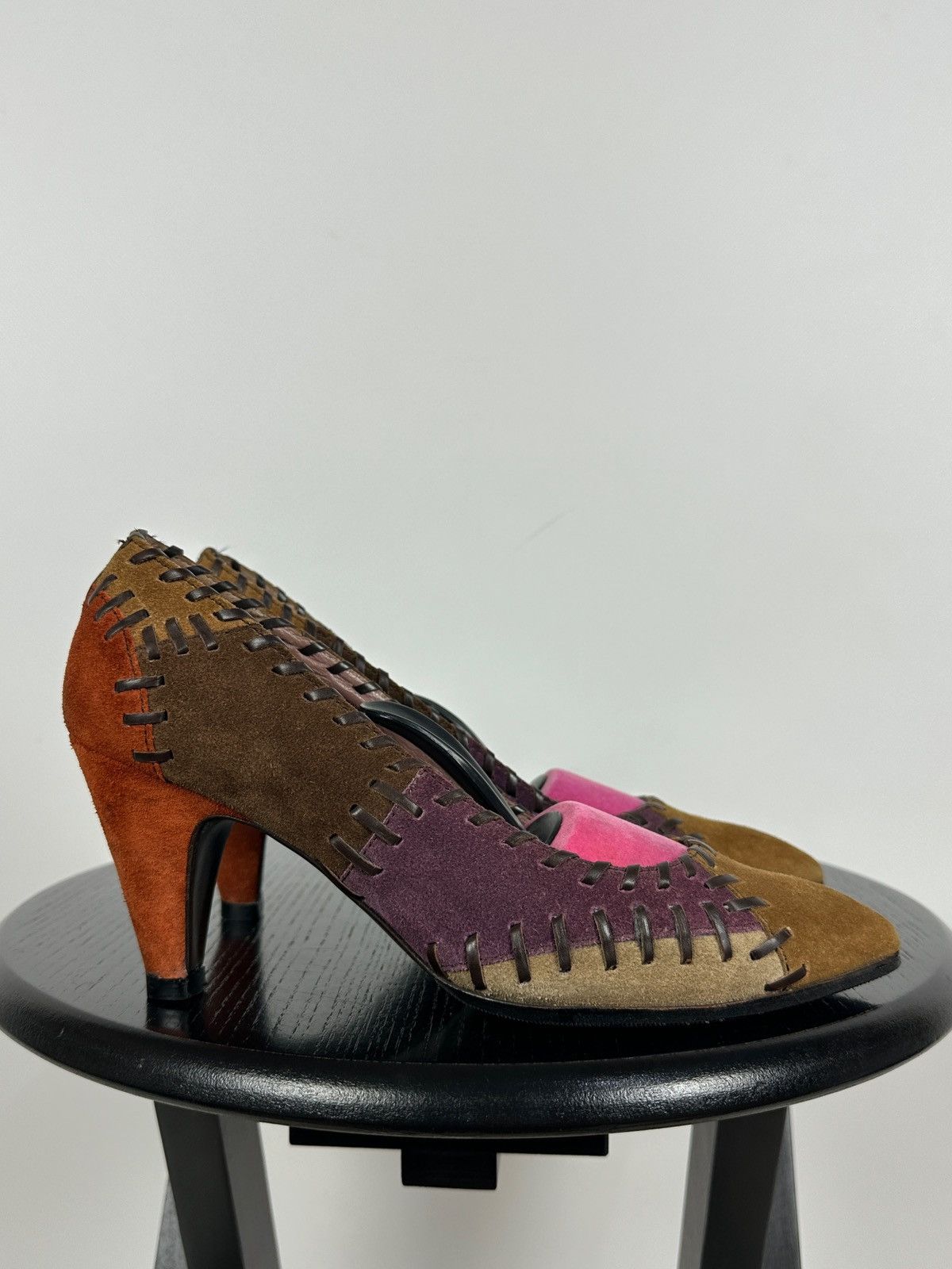 Miu Miu Multicolor Suede Patchwork Heels