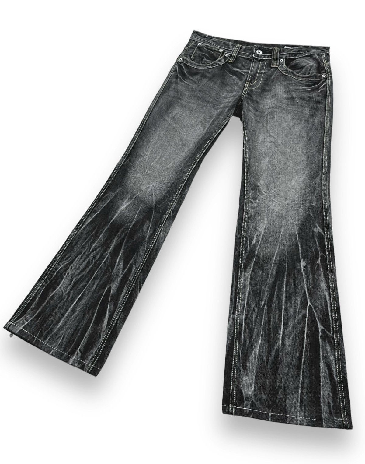 🔥💥SEMANTIC DESIGN BLOW💥 Whiskers Retro Punk FLARE Denim💥