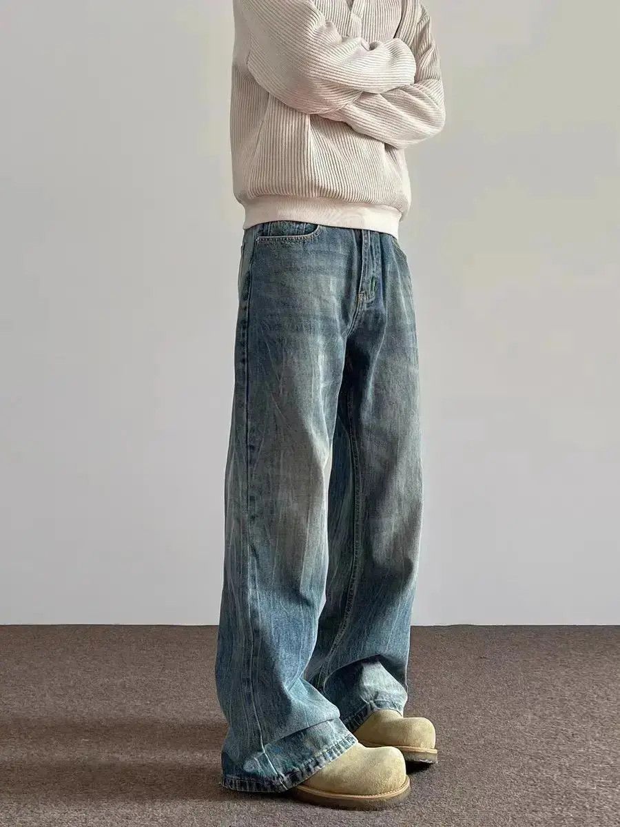Japanese Brand High street Y2K washed and distressed baggy jeans Size US 32 / EU 48 - 1 Thumbnail