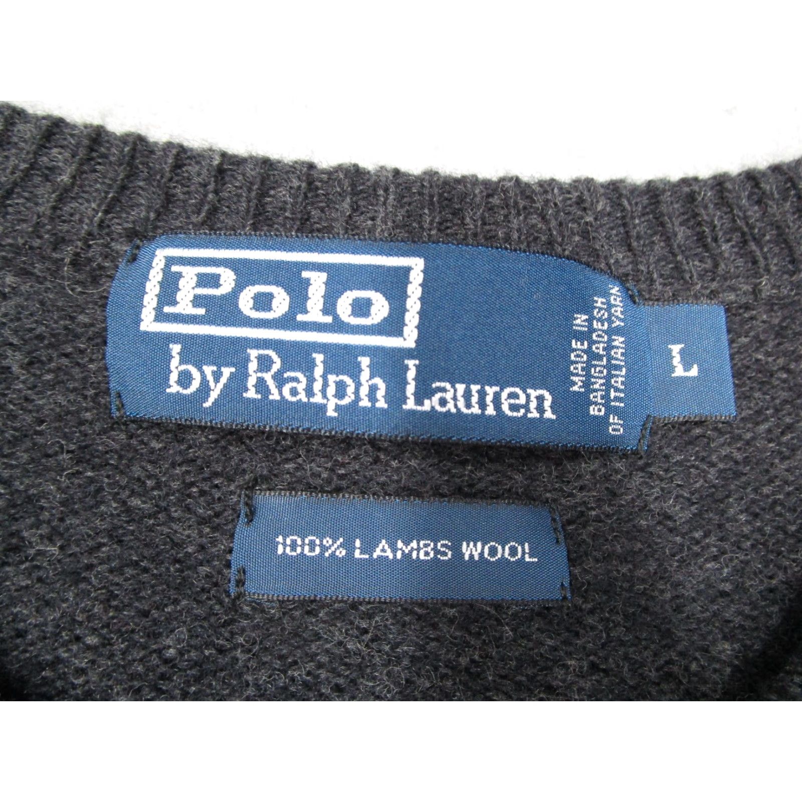 Polo Ralph Lauren VINTAGE Polo Ralph Lauren Sweater Men Large Gray Lambswool V Neck Knit Pullover Pony Size US L / EU 52-54 / 3 - 2 Thumbnail