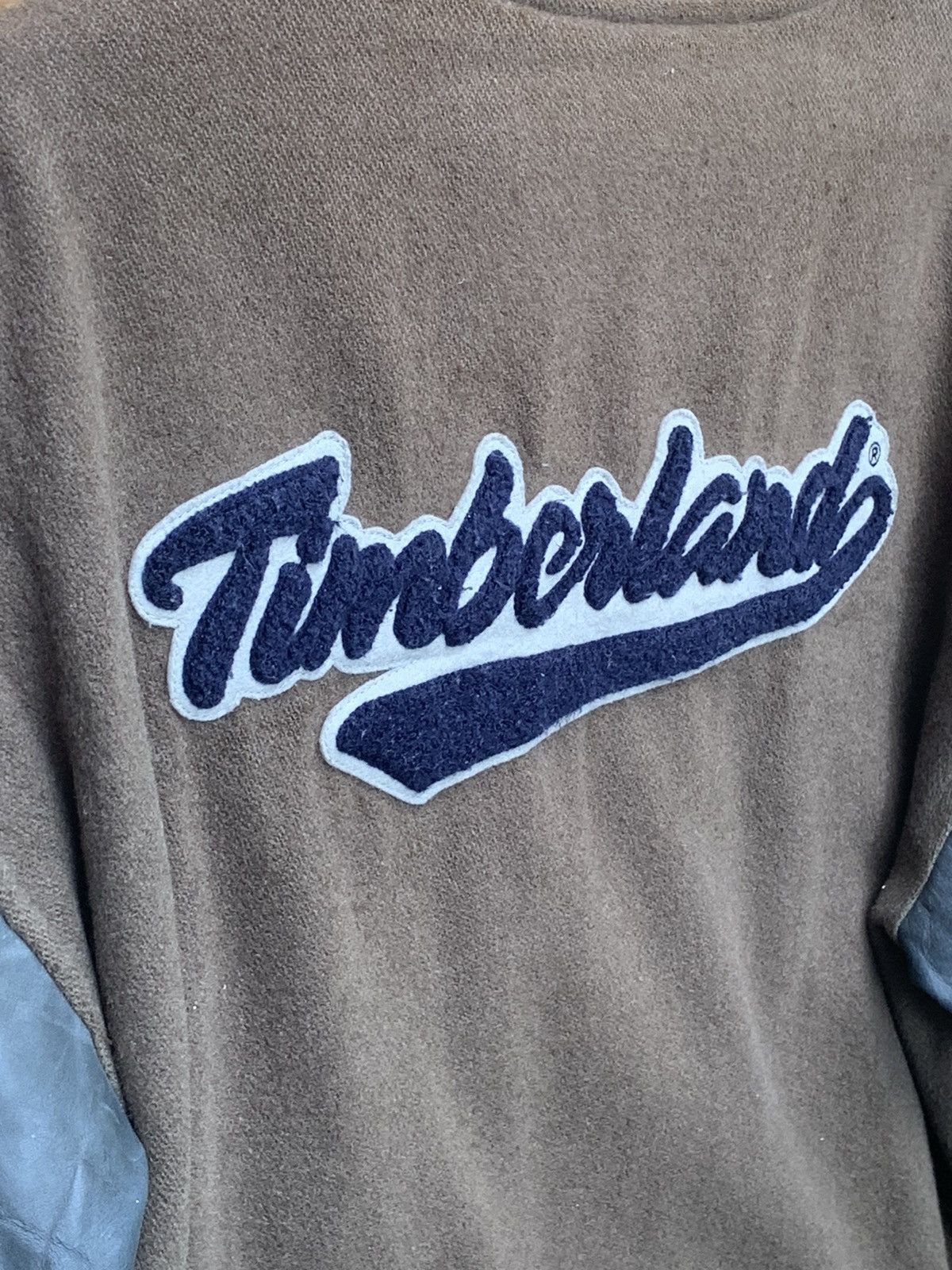 Leather Rare.. Timberland Weathergear Leather Sleeve Varsity Jacket Size US L / EU 52-54 / 3 - 12 Thumbnail