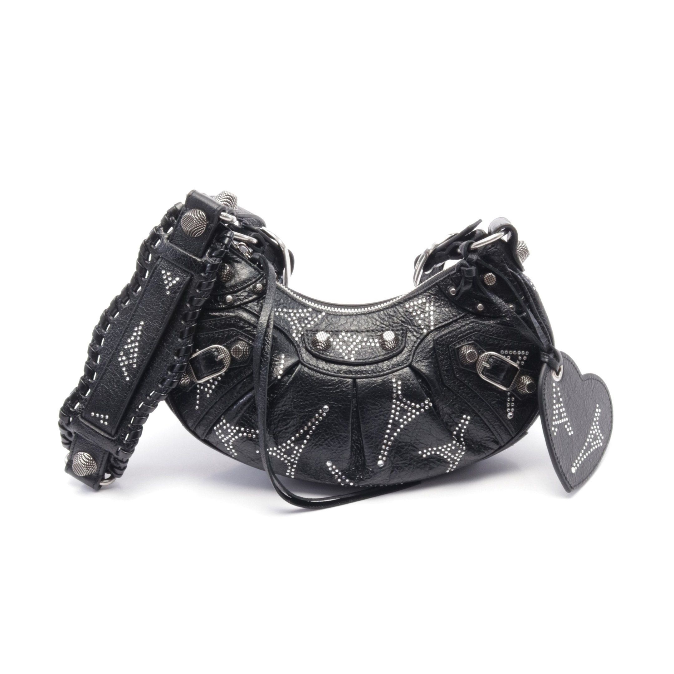 Balenciaga Balenciaga Le Cagole Xs Shoulder Bag Leather Black Rhinestone Size ONE SIZE - 1 Thumbnail