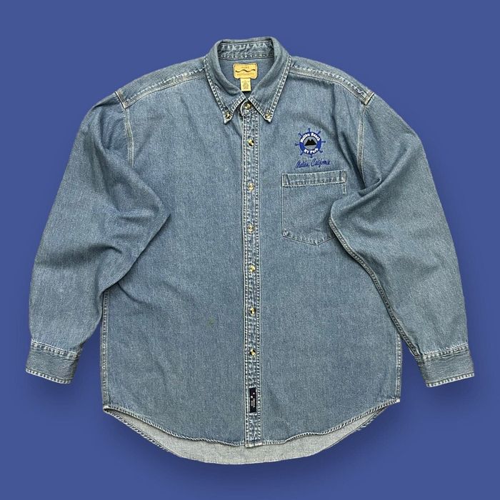 Vintage Vintage Denim Shirt Long Sleeve Button Up Malibu Beach 90s ...