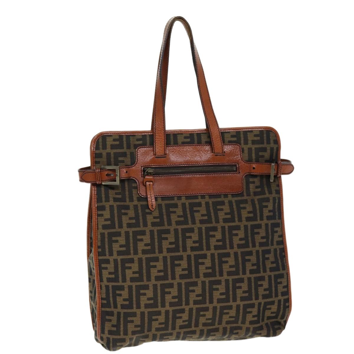 Fendi FENDI Zucca Canvas Tote Bag Brown Black Size ONE SIZE - 1 Thumbnail