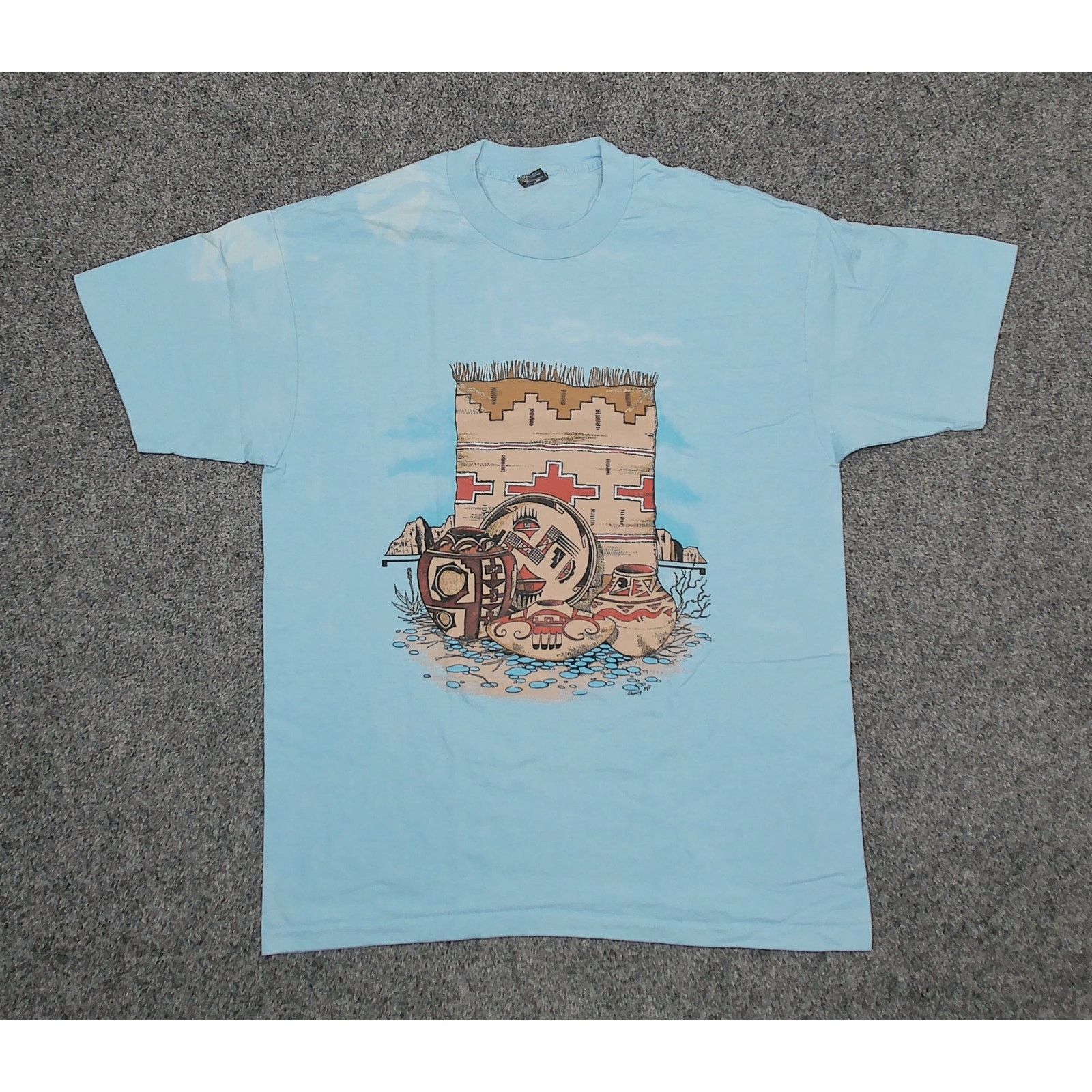 Vintage Vintage 90s Sun Faded Single Stitch Southwestern Pottery Tee Size US L / EU 52-54 / 3 - 3 Thumbnail