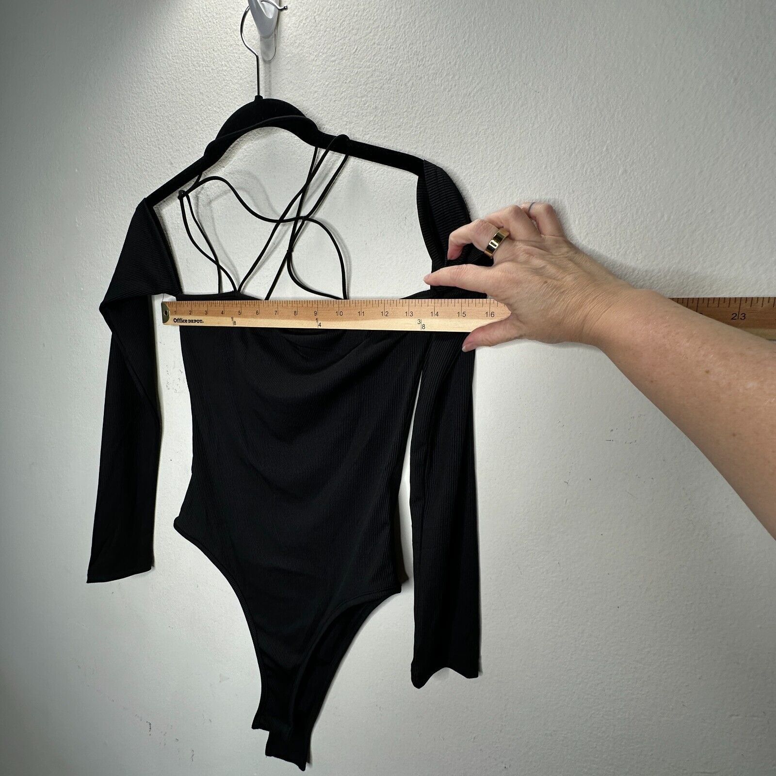 Other Black Bandeau Style Attached Arm Sleeve Cross Back Bodysuit Size M / US 6-8 / IT 42-44 - 12 Thumbnail