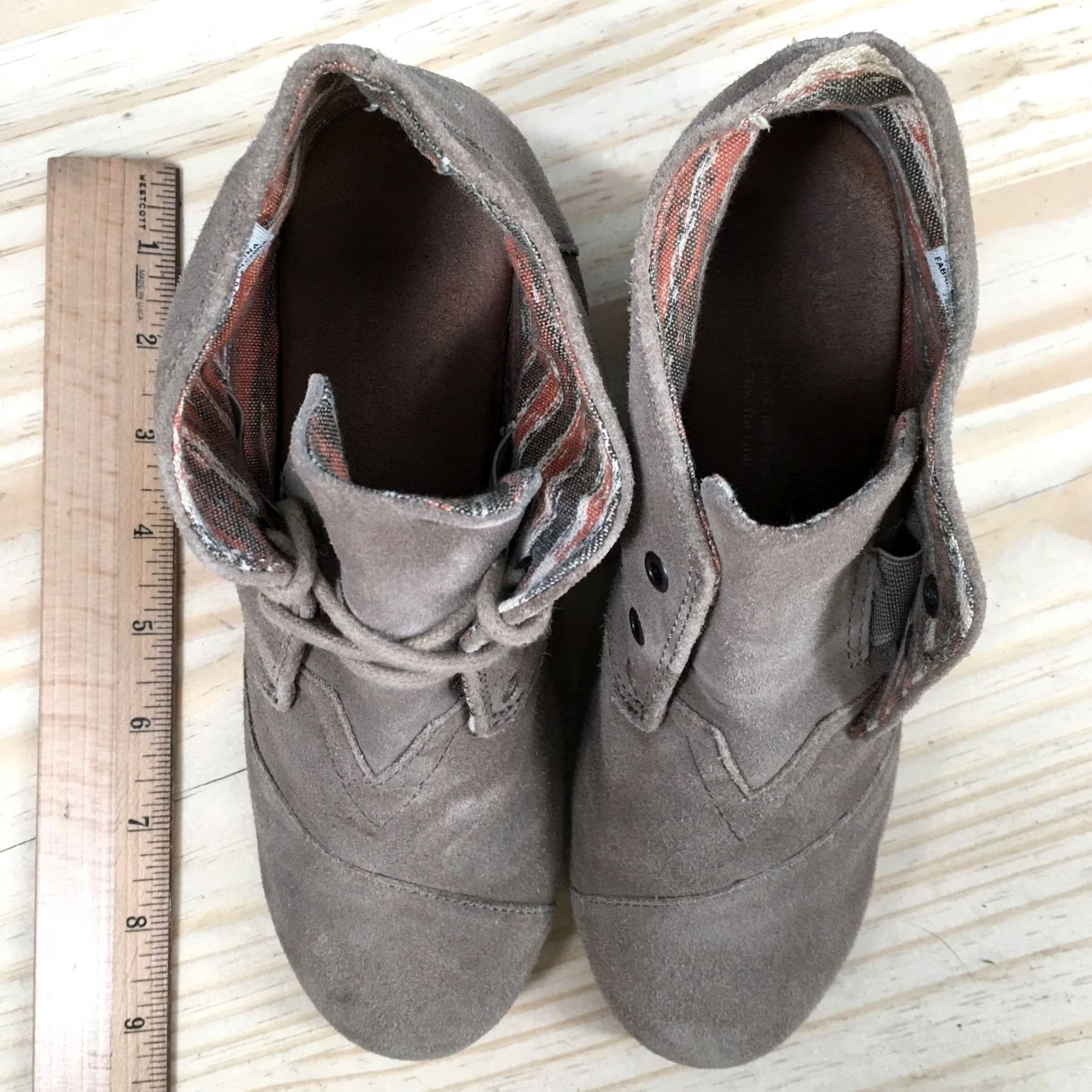 Toms Toms Boots Womens 5.5 Desert Brown Lace Up Casual Ankle Top Wedge Heels 740810 Size M / US 6-8 / IT 42-44 - 7 Thumbnail