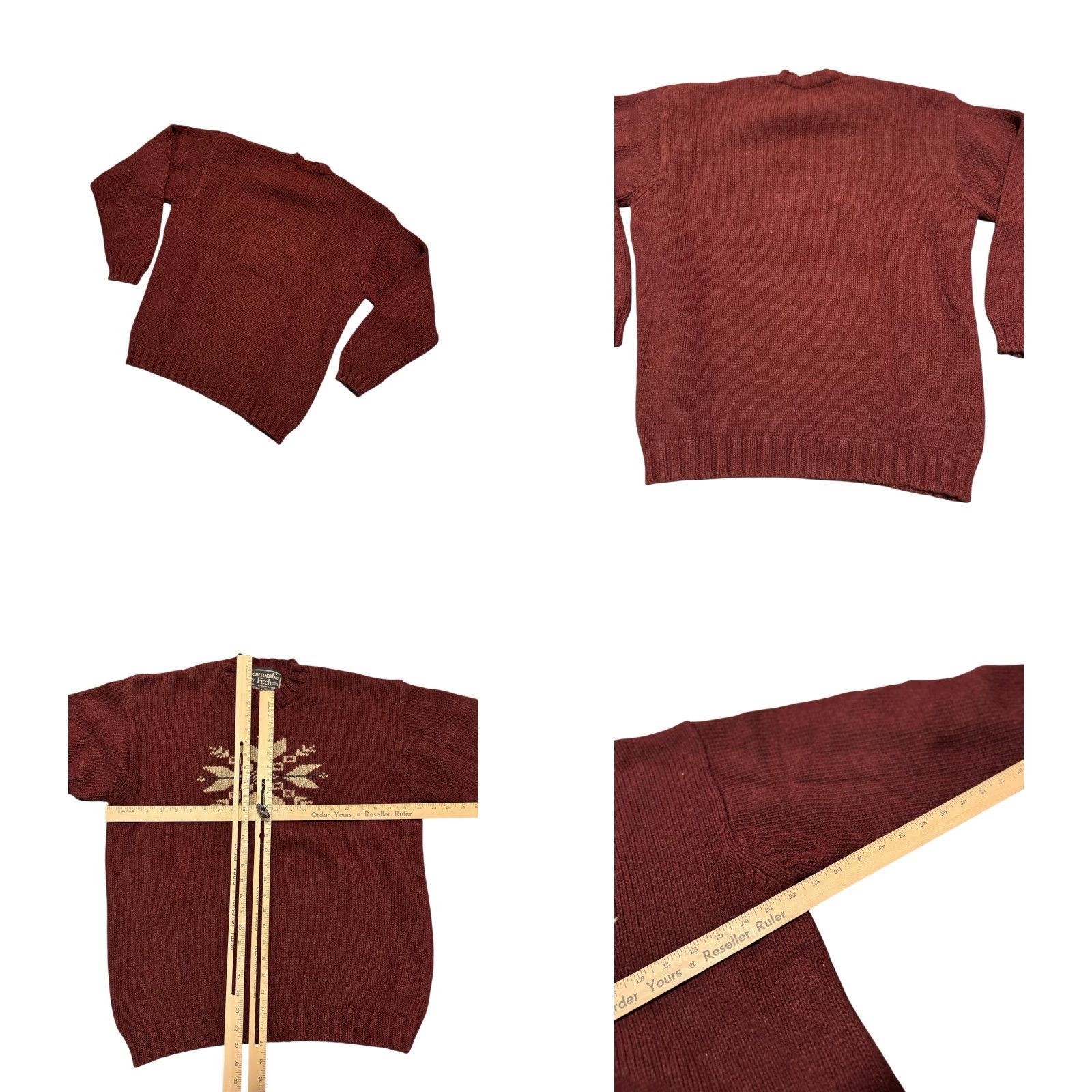 Abercrombie & Fitch Abercrombie & Fitch Sweater Mens Large Burgundy Lambswool Snowflake Crewneck Christmas Pullover Knit Long Sleeve Size US L / EU 52-54 / 3 - 9 Thumbnail