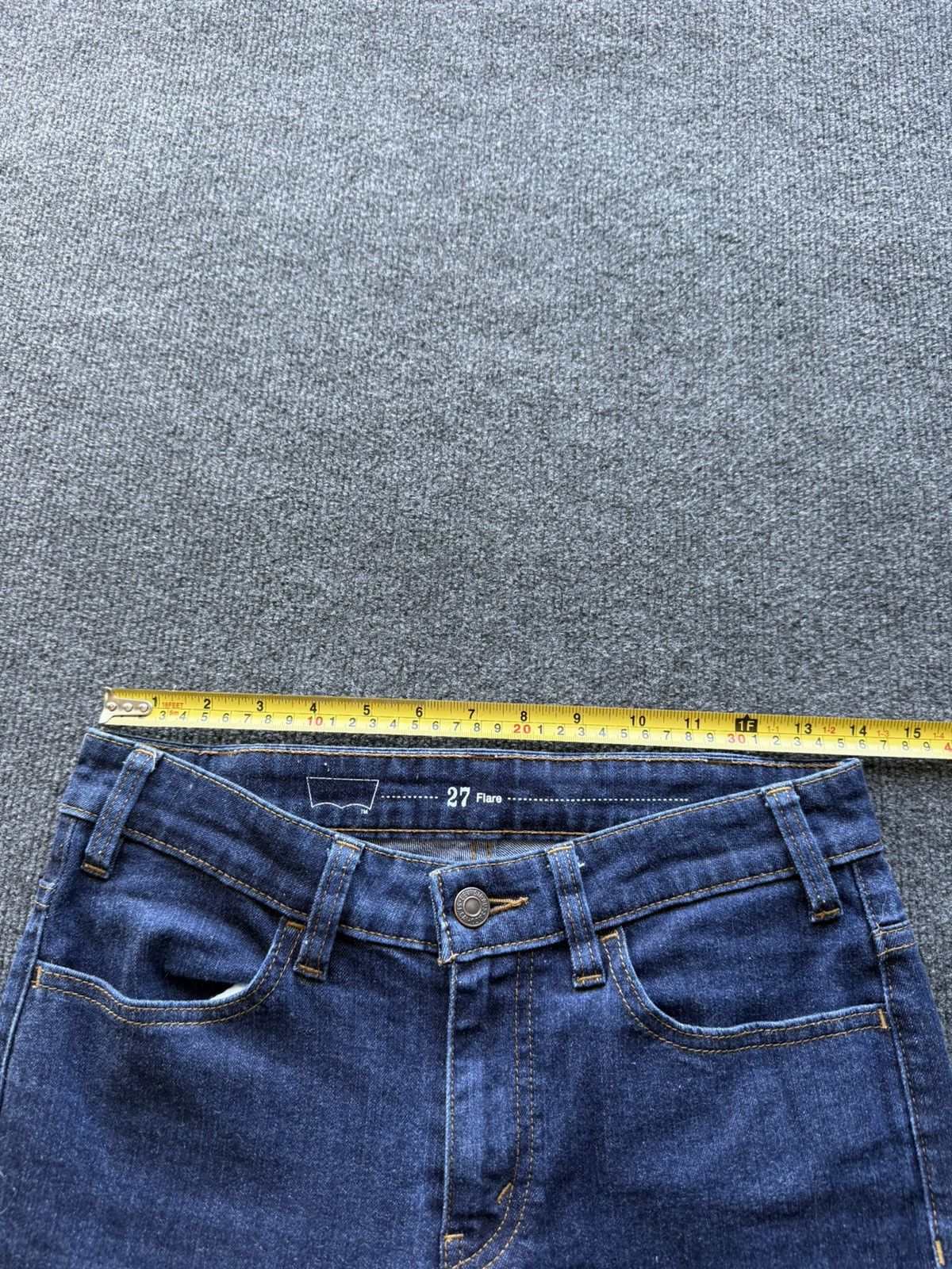 Levi's 00s Retro Levis Flare Jeans Dark Indigo Y2K Bootcut W27 Size 27" / US 4 / IT 40 - 11 Thumbnail