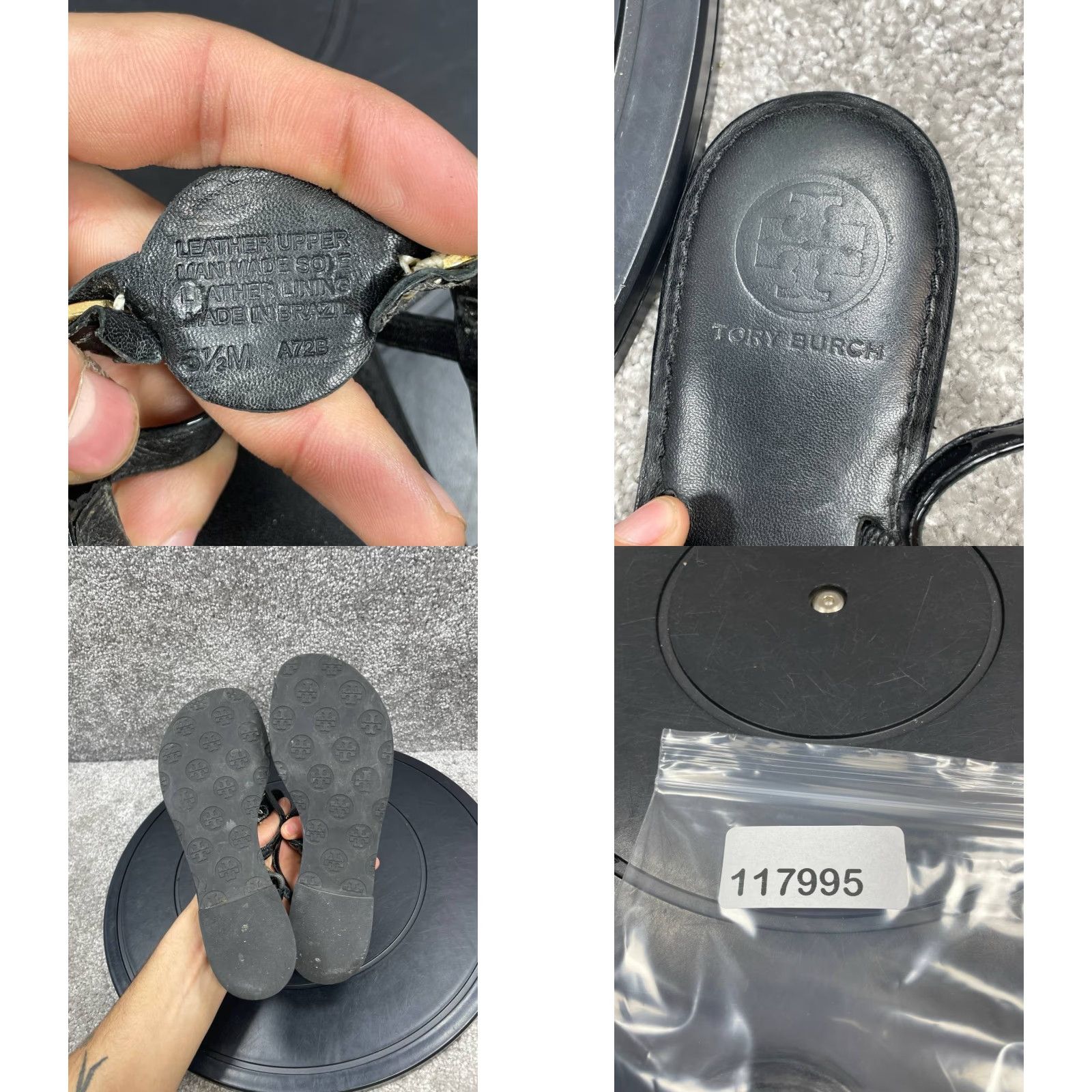 Tory Burch Tory Burch Sandals Womens Dillan Black Leather Adjustable Strap Thong M UK 4.5 US 6.5 EU 37 Pattern: Solid Closure: Buckle Size US 5 / IT 35 - 8 Thumbnail