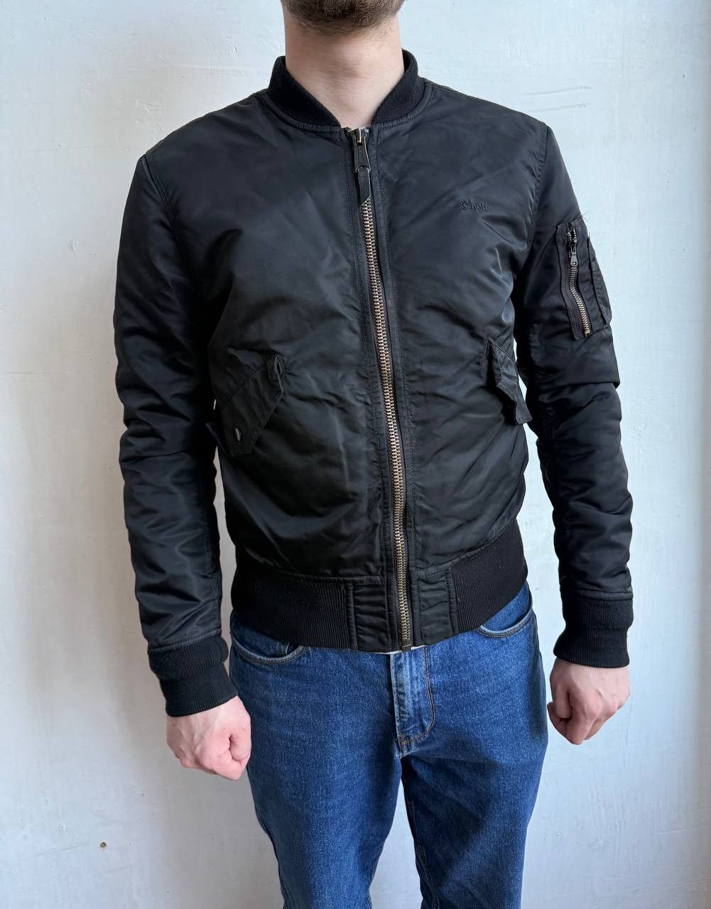 Schott Schott NYC American College Nylon Mens Black Bomber Jacket M Size US M / EU 48-50 / 2 - 19 Thumbnail