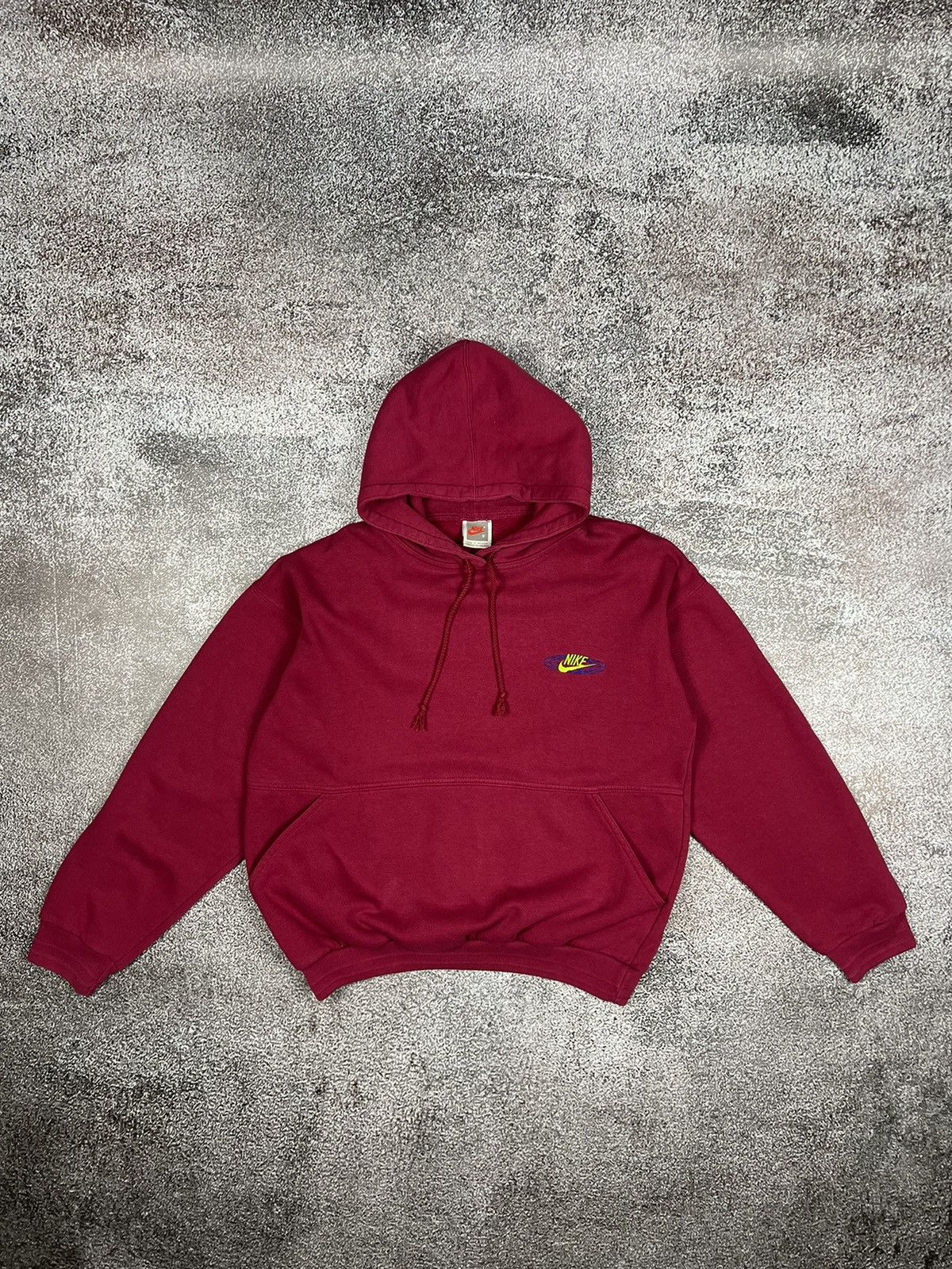 image of 80/90S Nike One Bowerman Drive Burgundy Boxy Vintage Hoodie in Burgandy, Men's (Size Small)