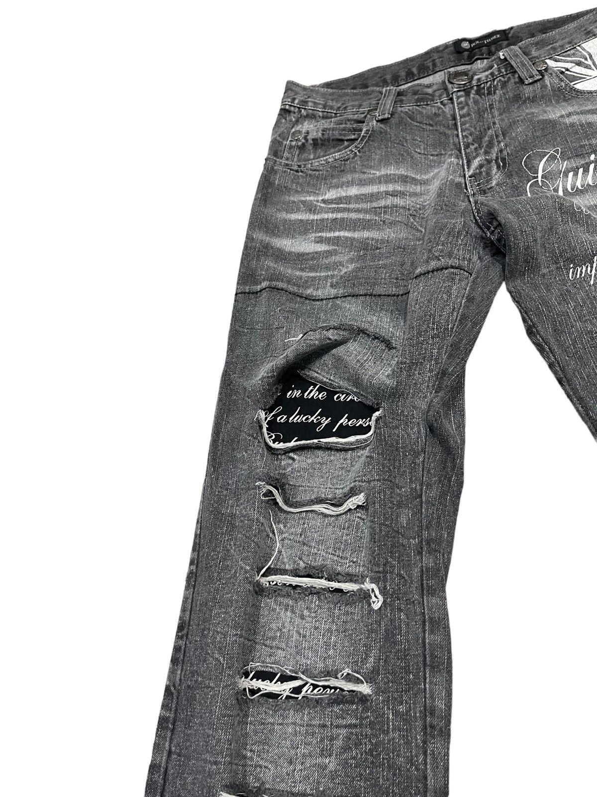 Japanese Brand Vintage Root Three Skull Distressed Jeans ! Rare Design Size US 32 / EU 48 - 8 Thumbnail