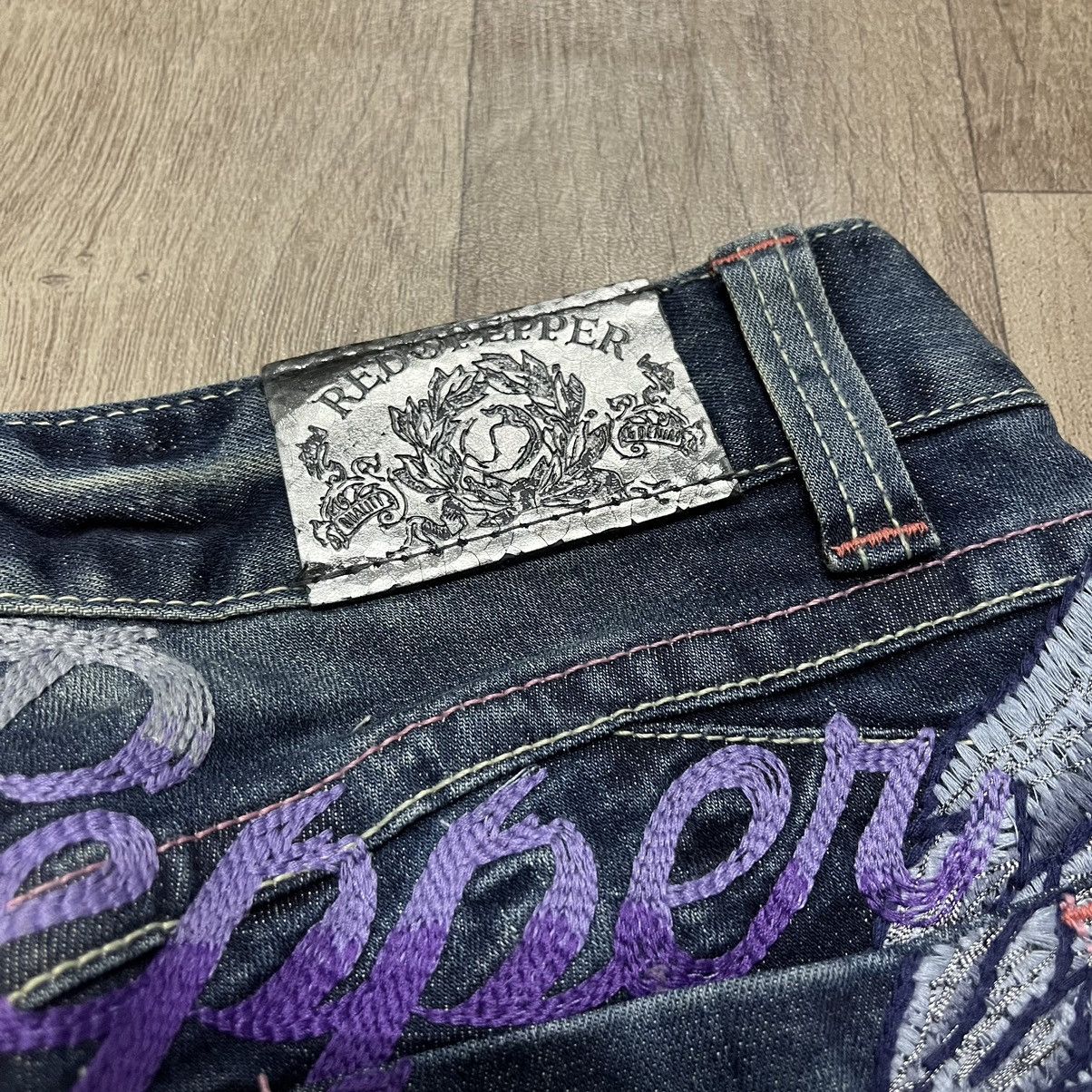 Ed Hardy × Japanese Brand Flare Jeans Red Pepper Jeans Embroidered Boot Cut Denim Size 28" / US 6 / IT 42 - 7 Thumbnail