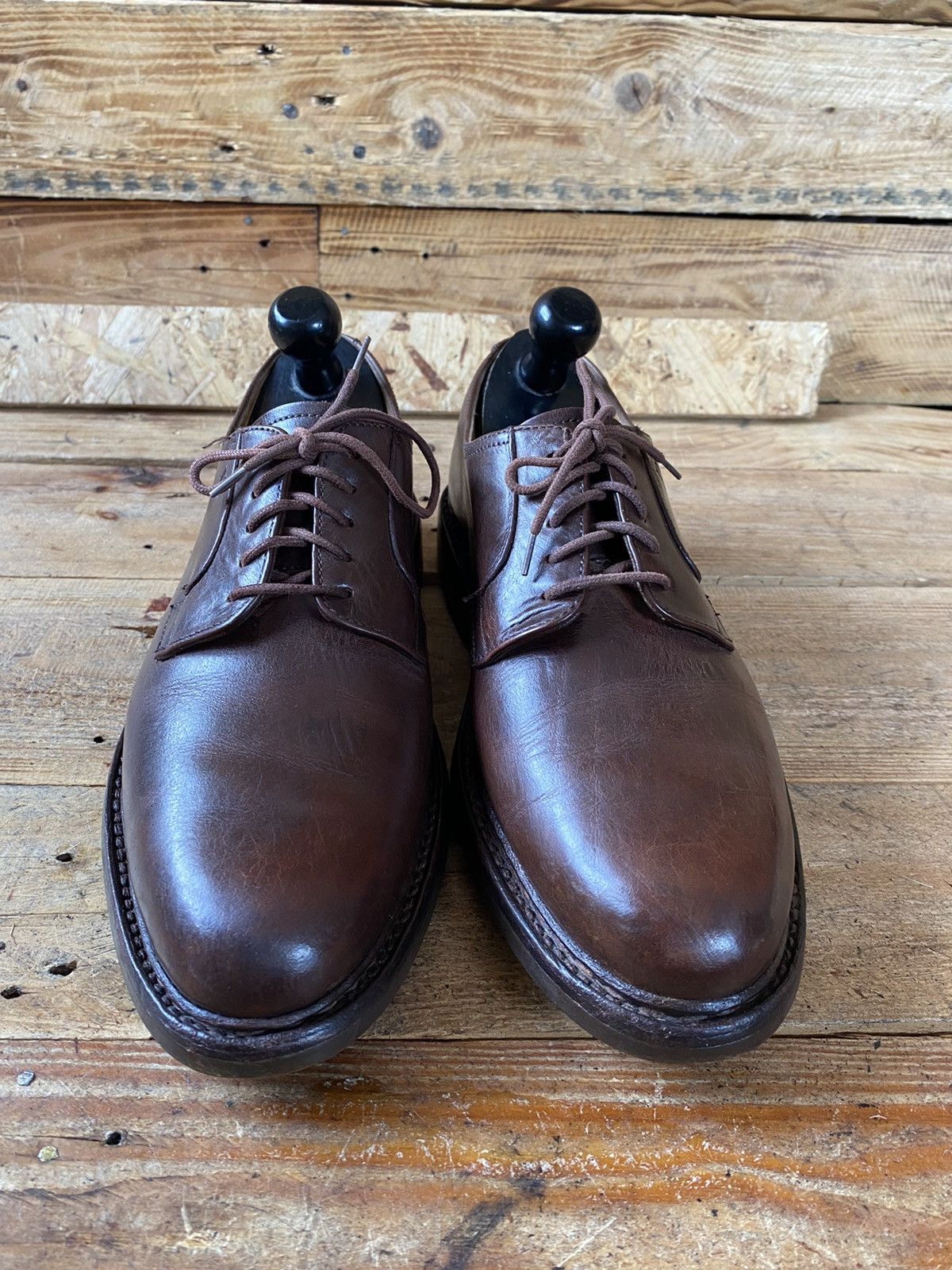 John Lobb John lobb plain toe blucher brown derby leather shoes uk 7 |  Grailed