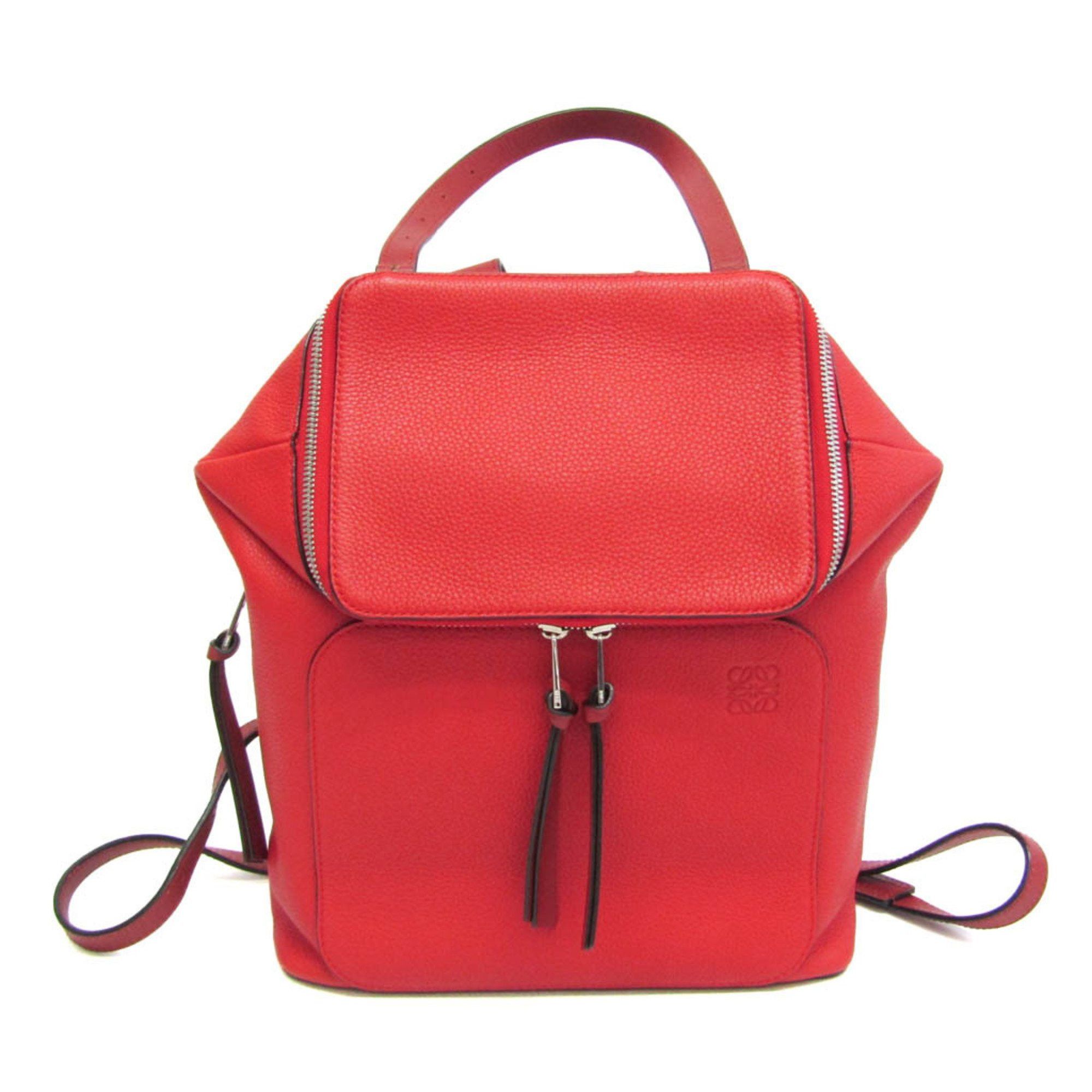 image of Loewe Goya Small 307.12Uu15 Women's Leather Backpack Red Color
