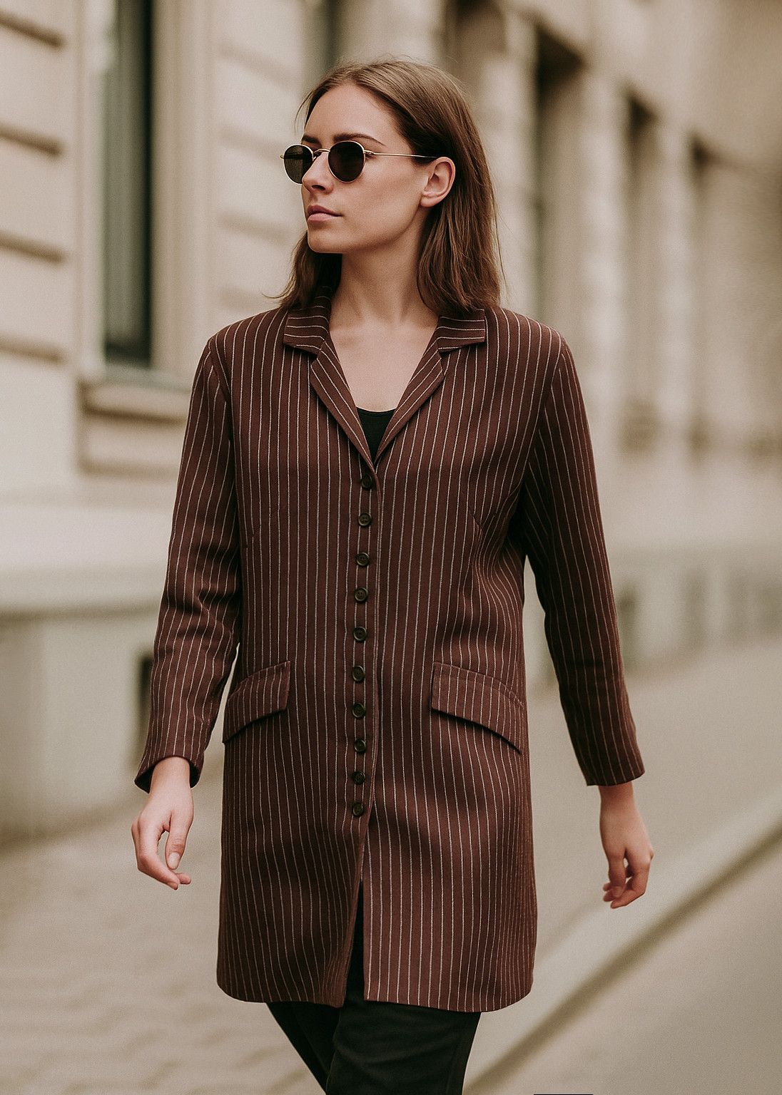 Dries Van Noten 🔴 DRIES VAN NOTEN Coat Heavy Jacket White Strip Brown Size S / US 4 / IT 40 - 3 Thumbnail
