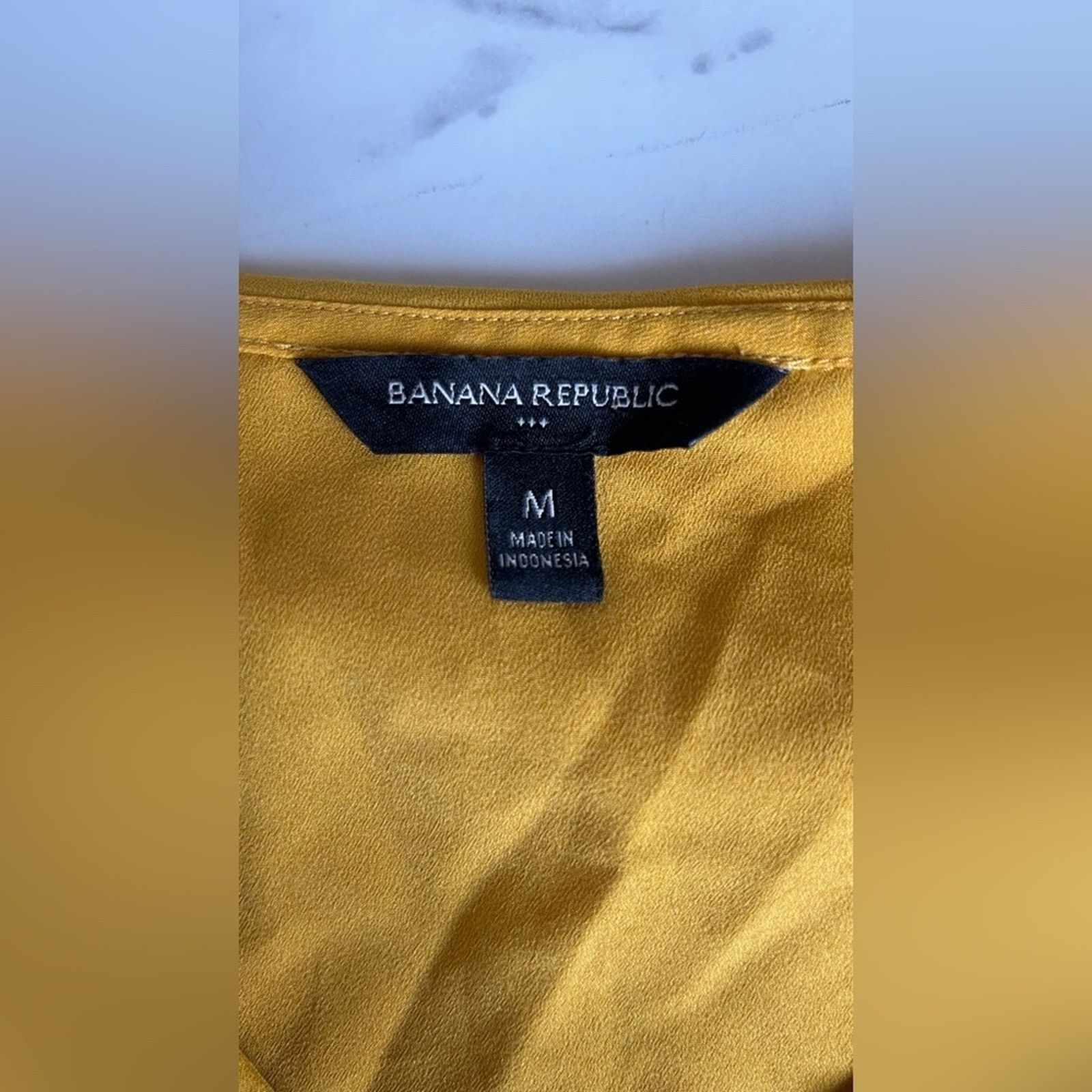 Banana Republic Banana Republic | Yellow Polyester Ruffle Blouse | Medium Size M / US 6-8 / IT 42-44 - 3 Thumbnail