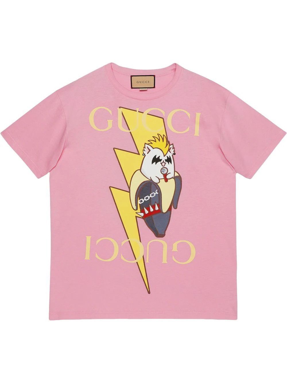 image of Gucci X Bananya Graphic-Print Cotton T-Shirt in Pink, Women's (Size Small)