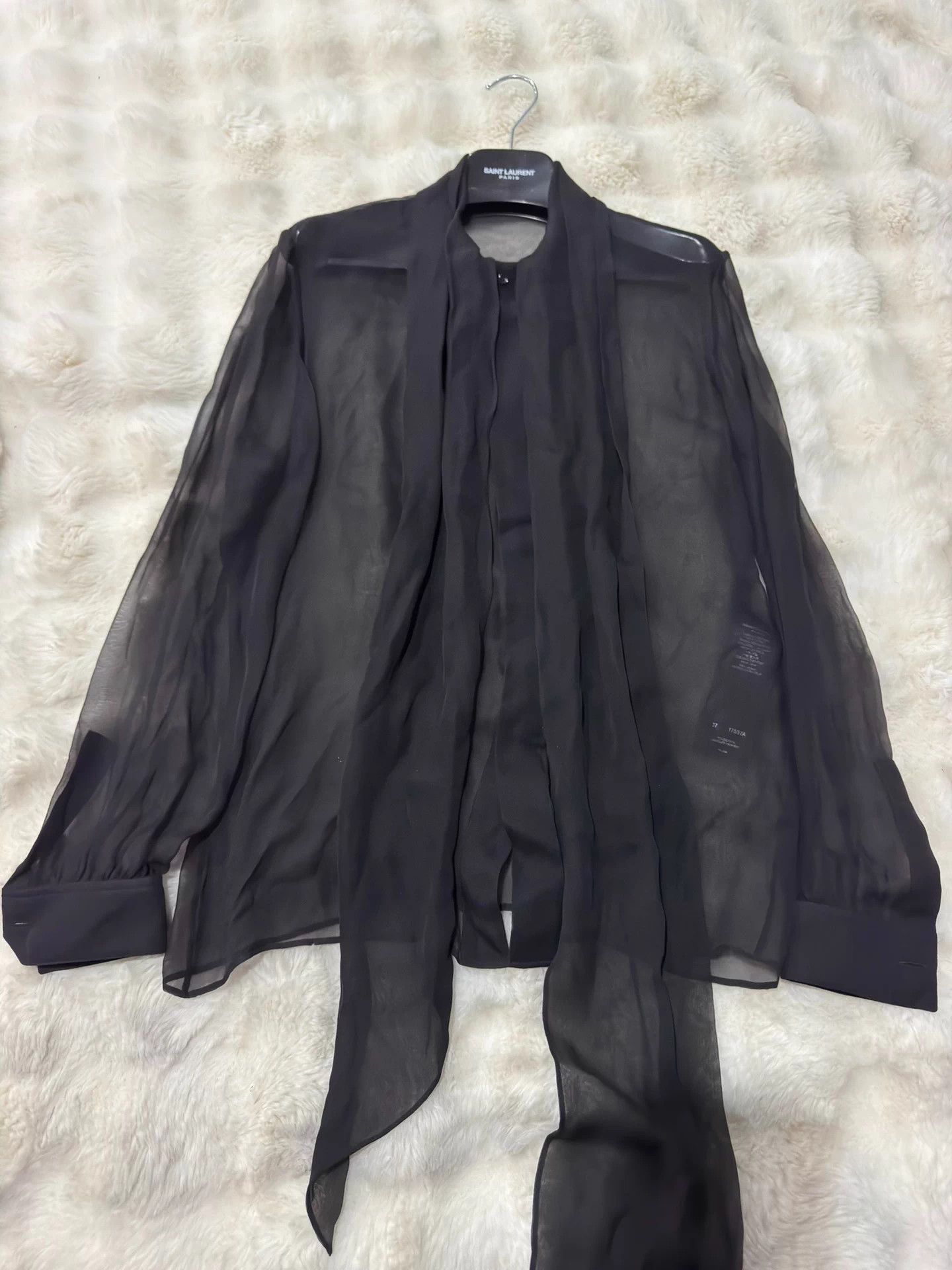 Saint Laurent Paris YSL Silk Sheer Blouse 37 Defects Size S / US 4 / IT 40 - 1 Thumbnail