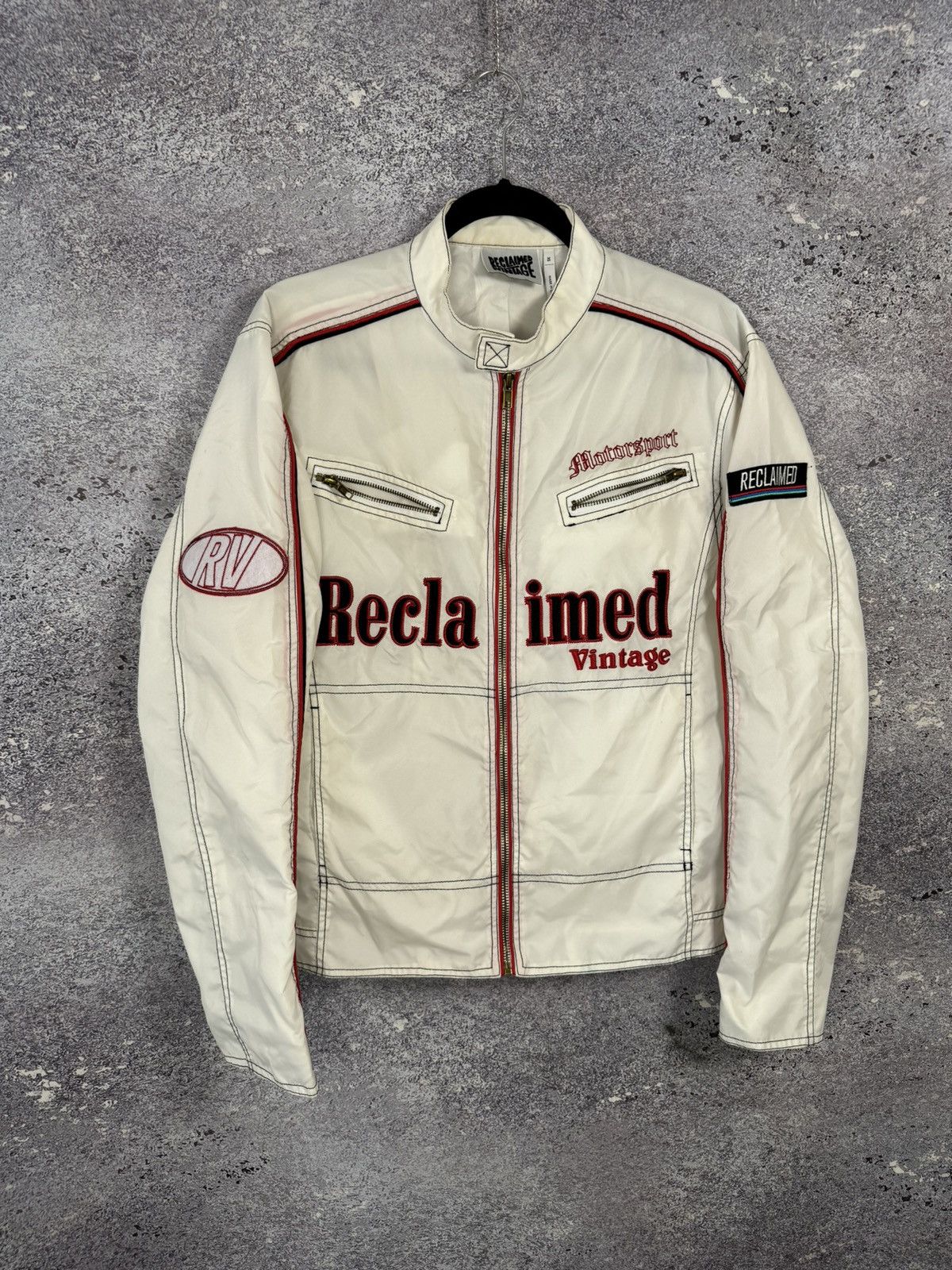 Vintage Reclaimed Vintage Biker Jacket Nylon White Men’s XS size Size US XS / EU 42 / 0 - 1 Thumbnail