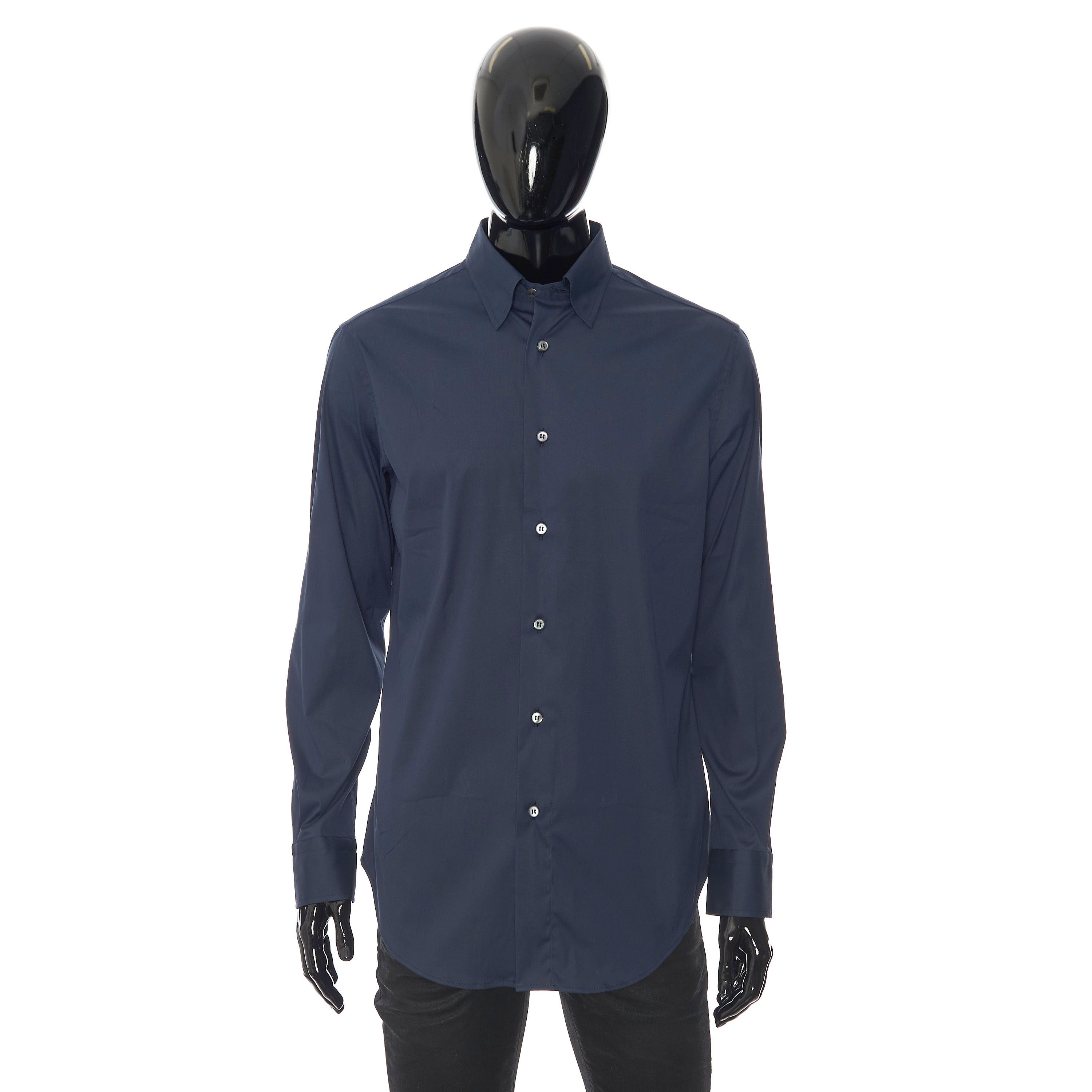Brioni Longsleeve Fitted Shirt In Dark Blue Cotton Blend Size US XS / EU 42 / 0 - 1 Thumbnail
