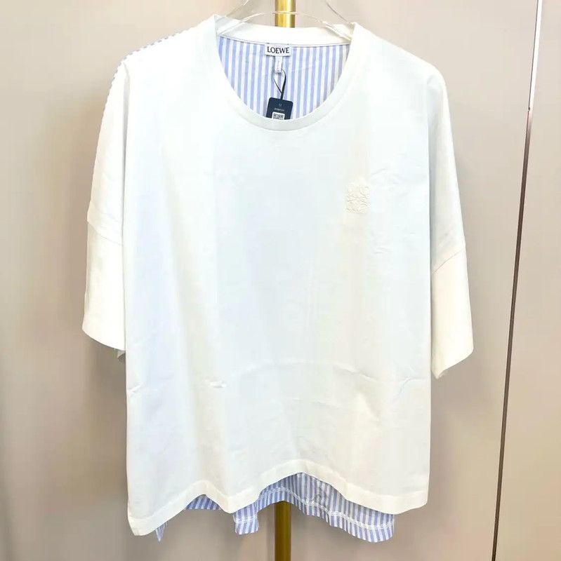 Loewe Loewe Women's White T-Shirt with Striped Detail 0089 Size S / US 4 / IT 40 - 1 Thumbnail