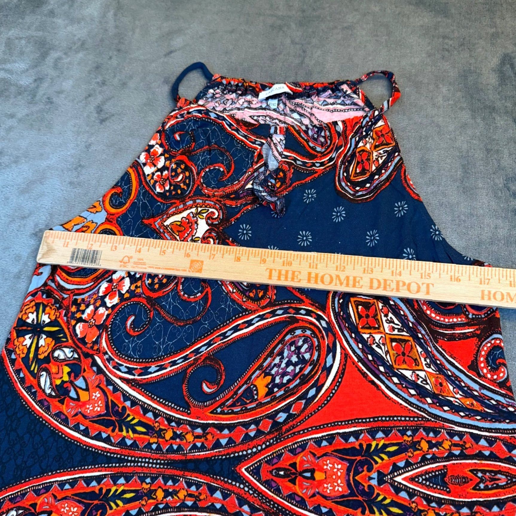 Vintage LASCANA Tank Women's Paisley Halter Blue Red, Boho, Sleeveless, Adjustable Strap - Size 8, Relaxed Fit, Viscose Polyester Blend Size M / US 6-8 / IT 42-44 - 6 Thumbnail