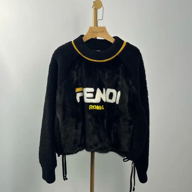 Fendi Fendi Black Wool Women's Knit Sweater 0089 Size L / US 10 / IT 46 - 1 Thumbnail