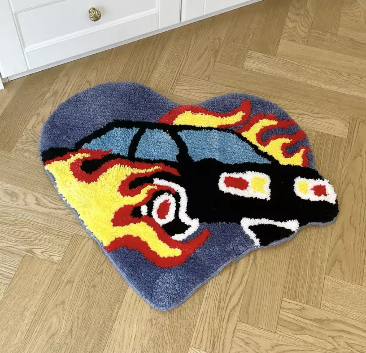 Japanese Brand Heart Flame Car Tufted Rug Size ONE SIZE - 3 Thumbnail