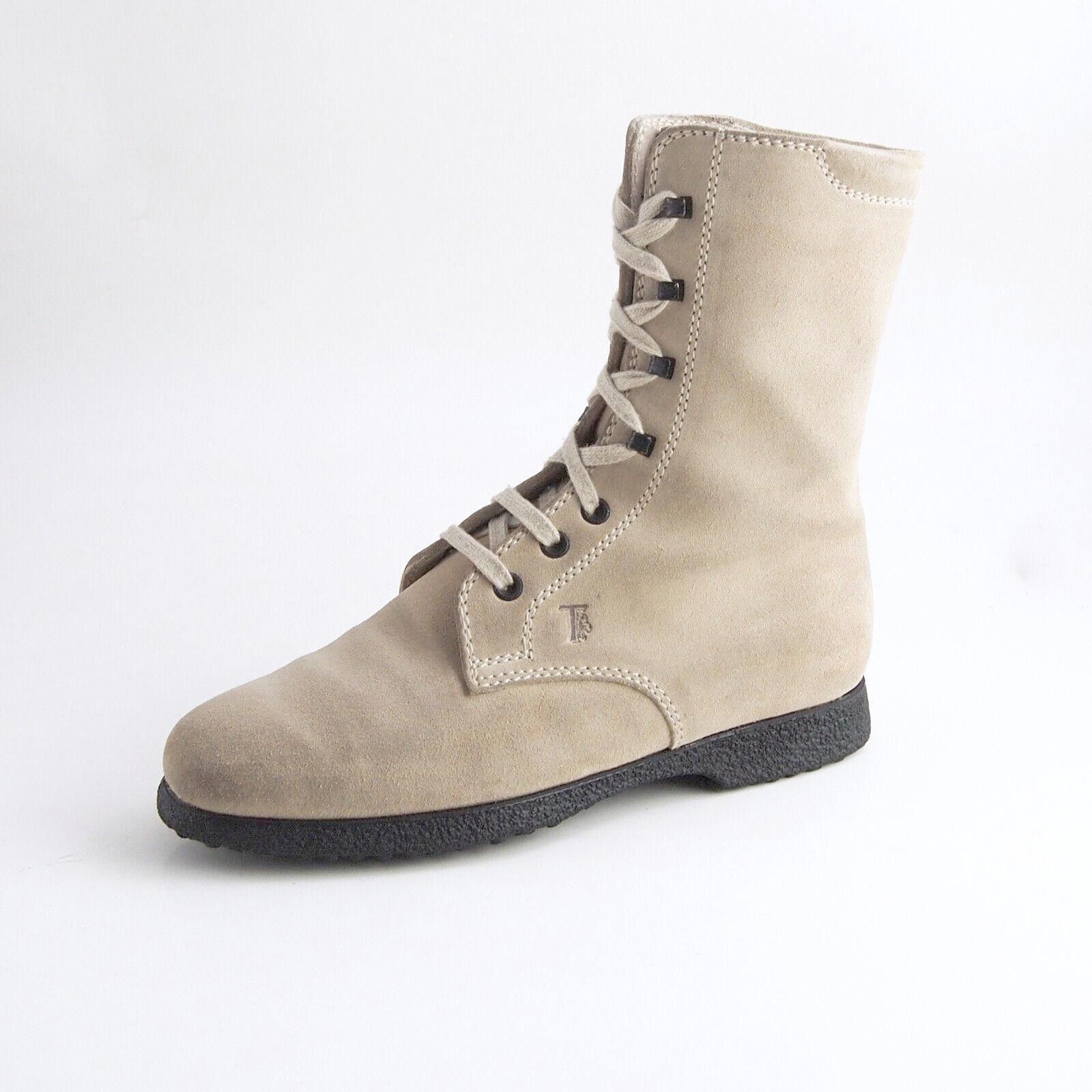 Tod's TODs Combat Boots Beige Suede Womens US 7 EU 37 $620 Size US 7 / IT 37 - 1 Thumbnail