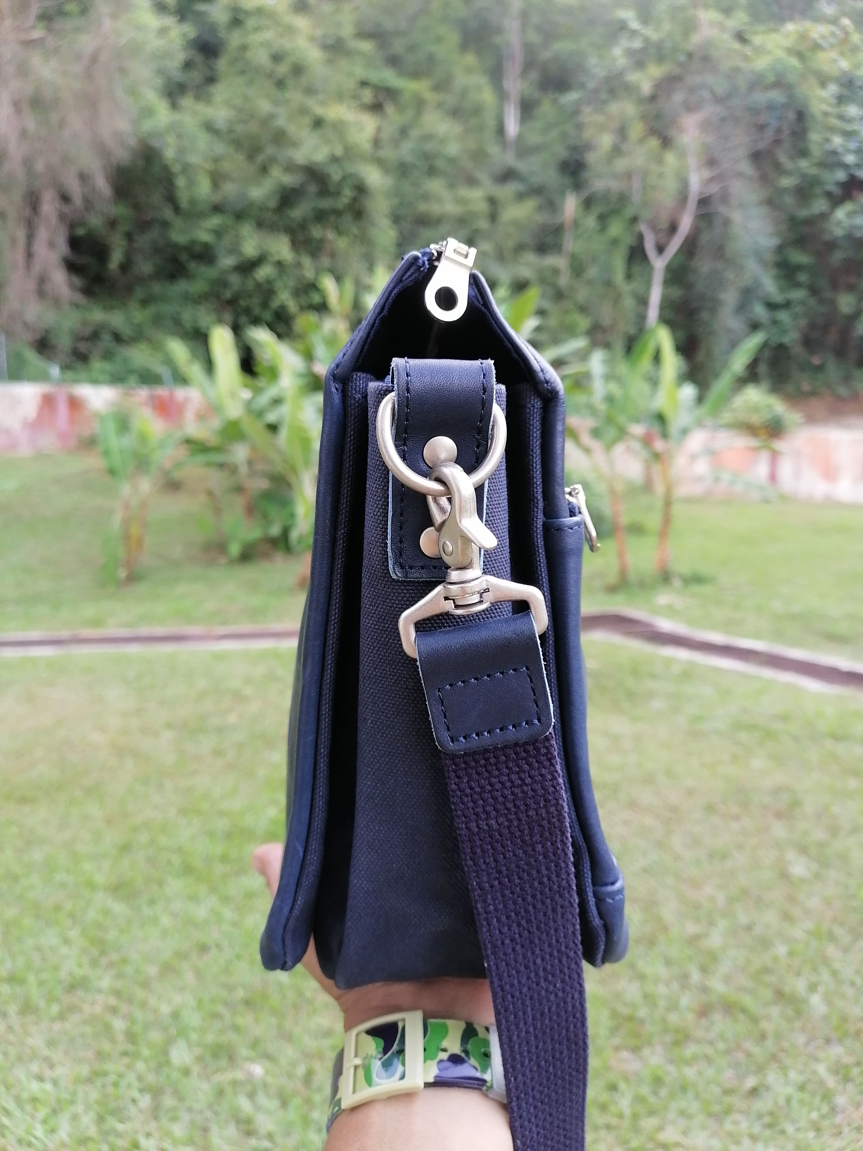 Japanese Brand Japan Leather Craft Baggy Port Canvas Leather Crossbody Bag Size ONE SIZE - 3 Thumbnail