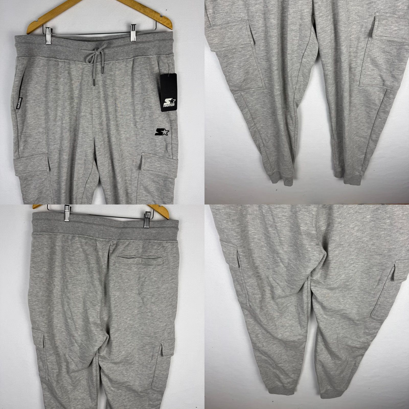 Starter Starter Mens Embroidered Fleece Cargo Jogger Heather Gray XXL 6CYG0858 NEW Size US 39 - 9 Thumbnail