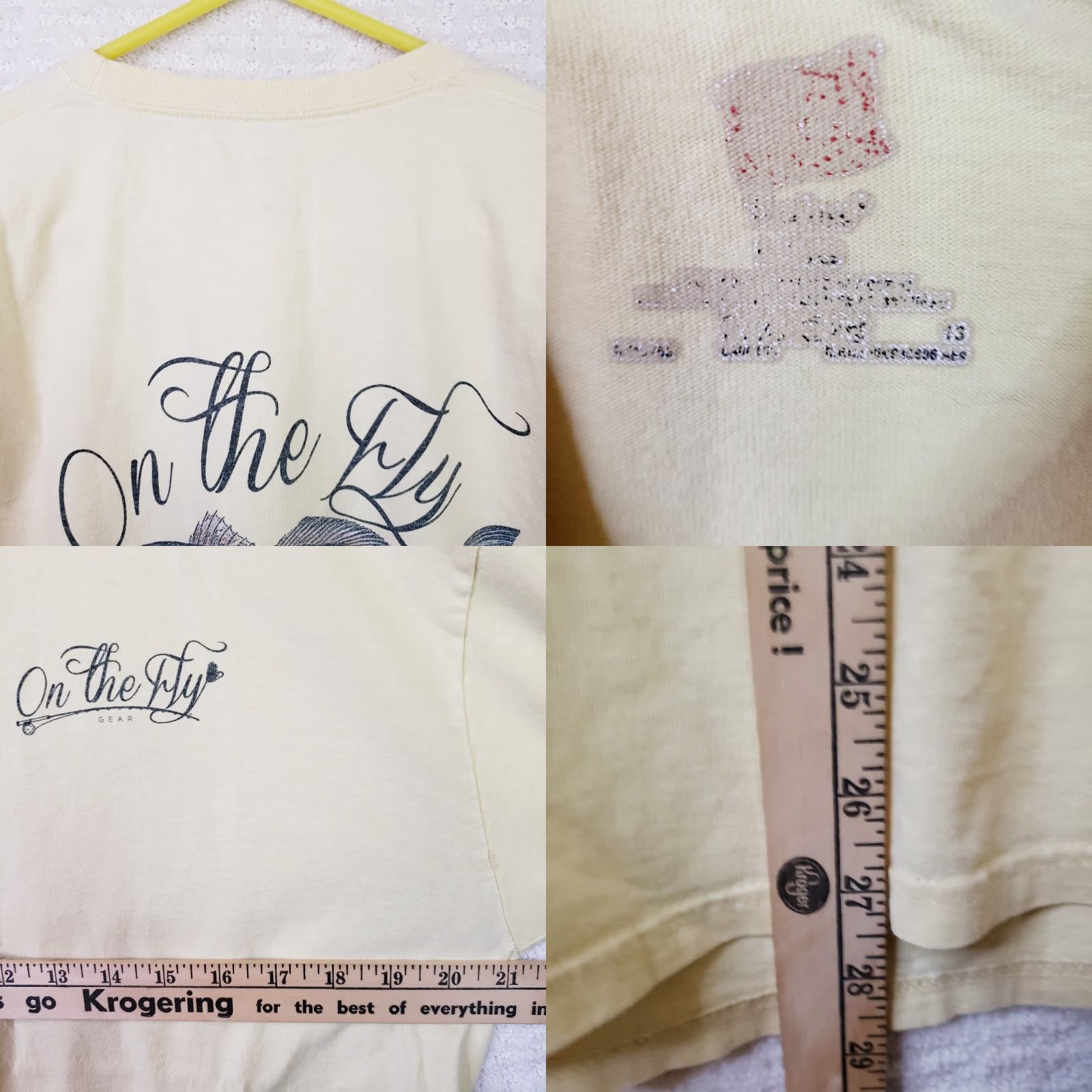 Vintage On The Fly T-Shirt Fishing Lure Tee Adult L Yellow Short Sleeve Mens L Size US L / EU 52-54 / 3 - 8 Thumbnail