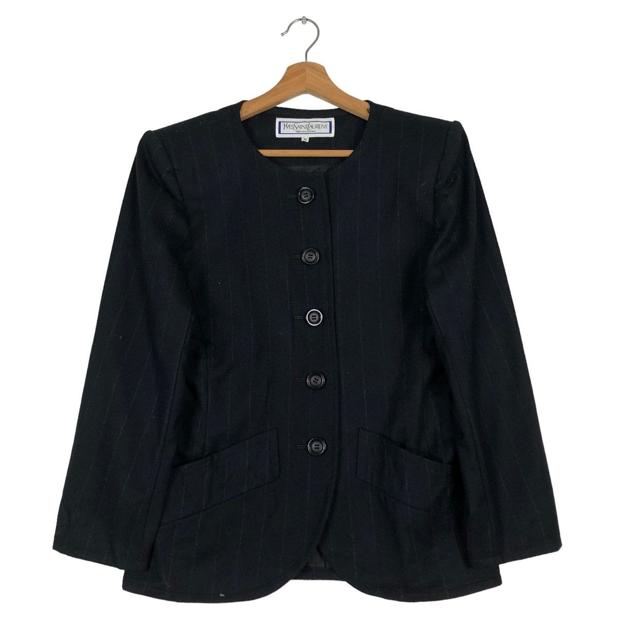 Yves Saint Laurent 🔥VINTAGE CROPPED COATS JACKET YVES SAINT LAURENT STRIPED Size M / US 6-8 / IT 42-44 - 1 Thumbnail