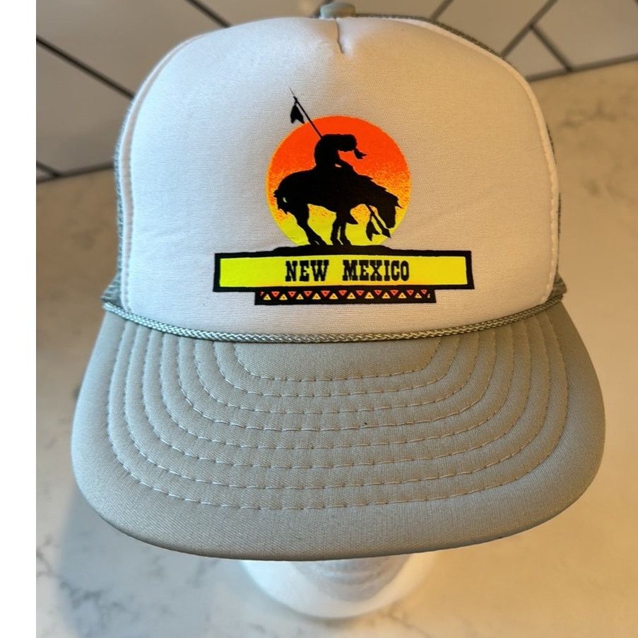 Vintage Vintage New Mexico native horse gray neon logo trucker hat Size ONE SIZE - 2 Thumbnail
