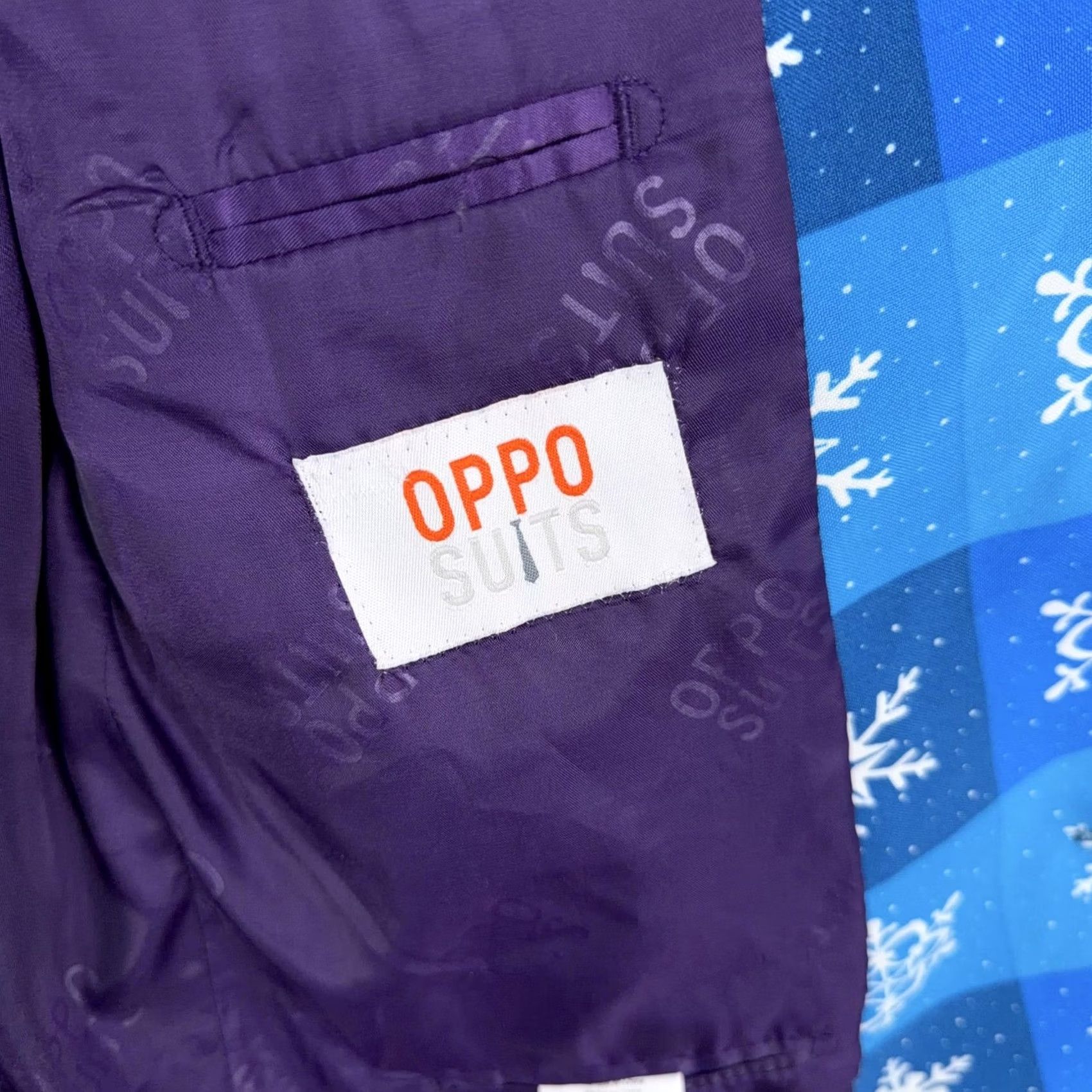 Vintage OppoSuits Suit 3 Piece Mens 44 Blue Snowflake Christmas Holiday Party Funny Shirt? Size 44R - 4 Thumbnail