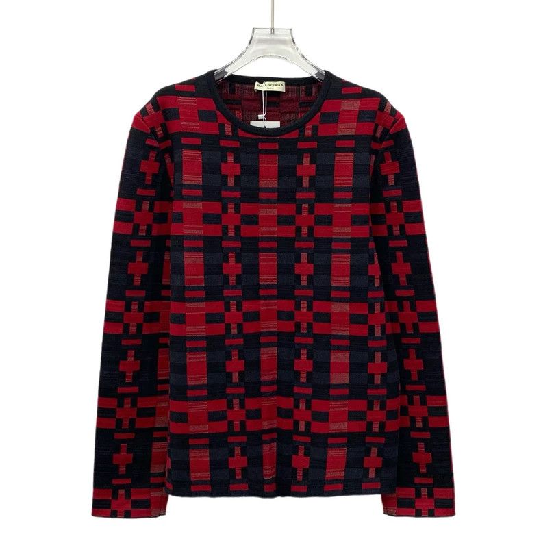 Balenciaga Balenciaga Color-block fine-check wool crewneck long-sleev Size US S / EU 44-46 / 1 - 1 Thumbnail