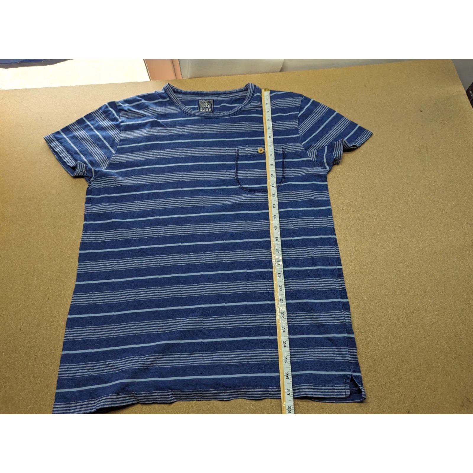 Emmett EMMETT Well Made Striped Shirt Mens Size M Blue White Front Pocket Tee Size US M / EU 48-50 / 2 - 5 Thumbnail