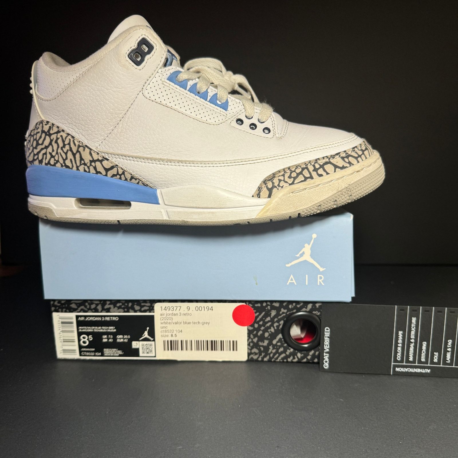 Jordan Brand × Nike Size 8.5 - Nike Air Jordan 3 Retro UNC Men's Shoes Size US 8.5 / EU 41-42 - 1 Thumbnail