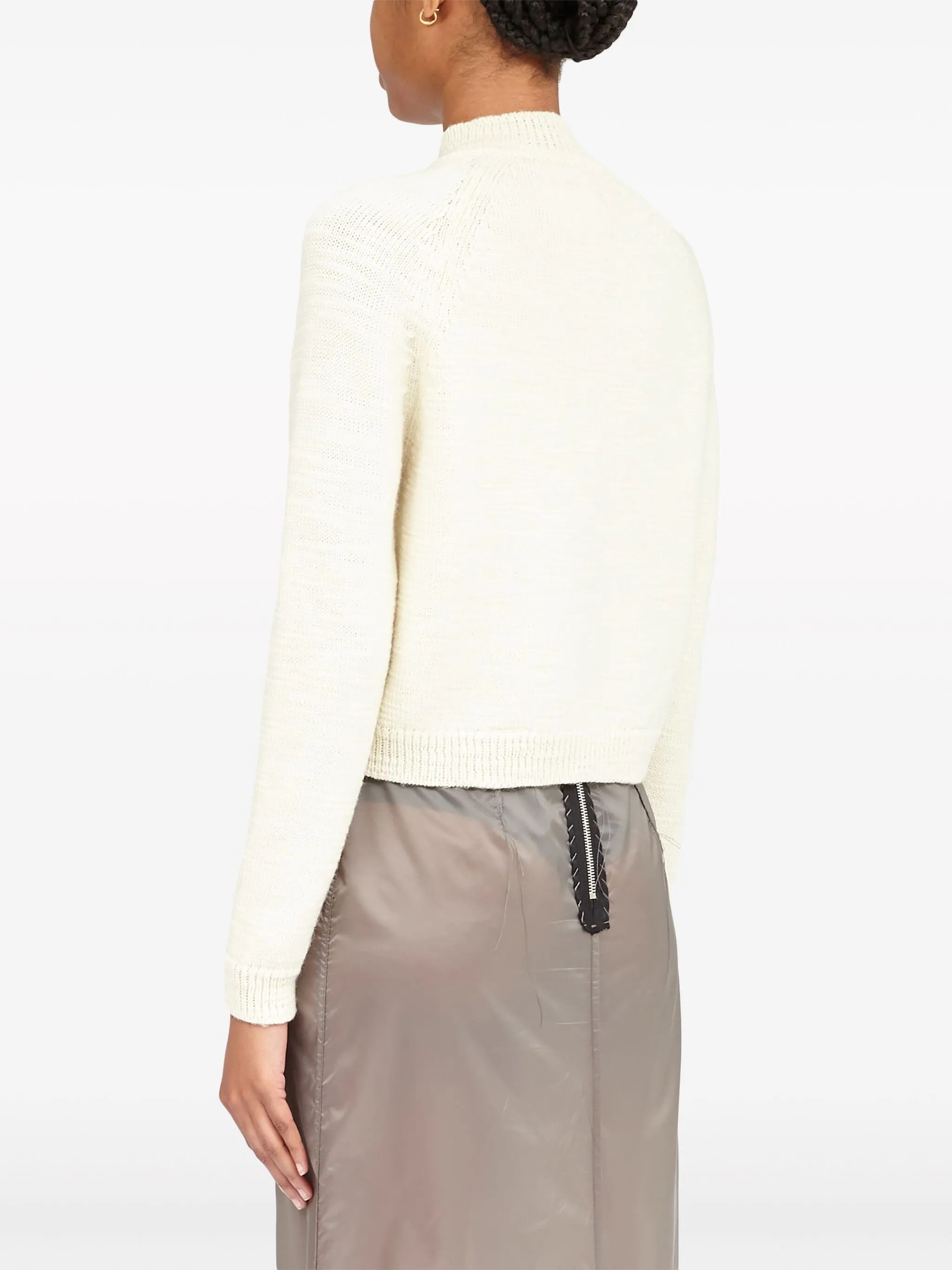 Maison Margiela oc11z0925 Ribbed-knit Wool Cropped Cardigan in Off White Size XS / US 0-2 / IT 36-38 - 7 Thumbnail