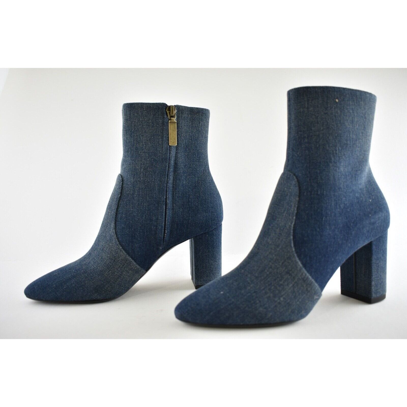 Yves Saint Laurent Saint Laurent Lou 75 Blue Jeans Denim YSL Zip Block Heel Size US 6.5 / IT 36.5 - 10 Thumbnail