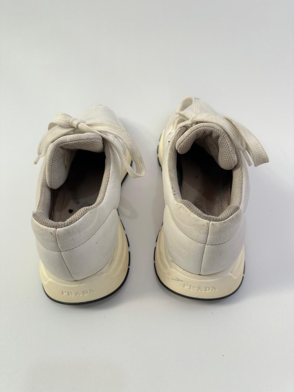 Prada Prada White Leather Low Top Sneakers Size 6.5 UK/ 7 US Size US 7.5 / EU 40-41 - 5 Thumbnail