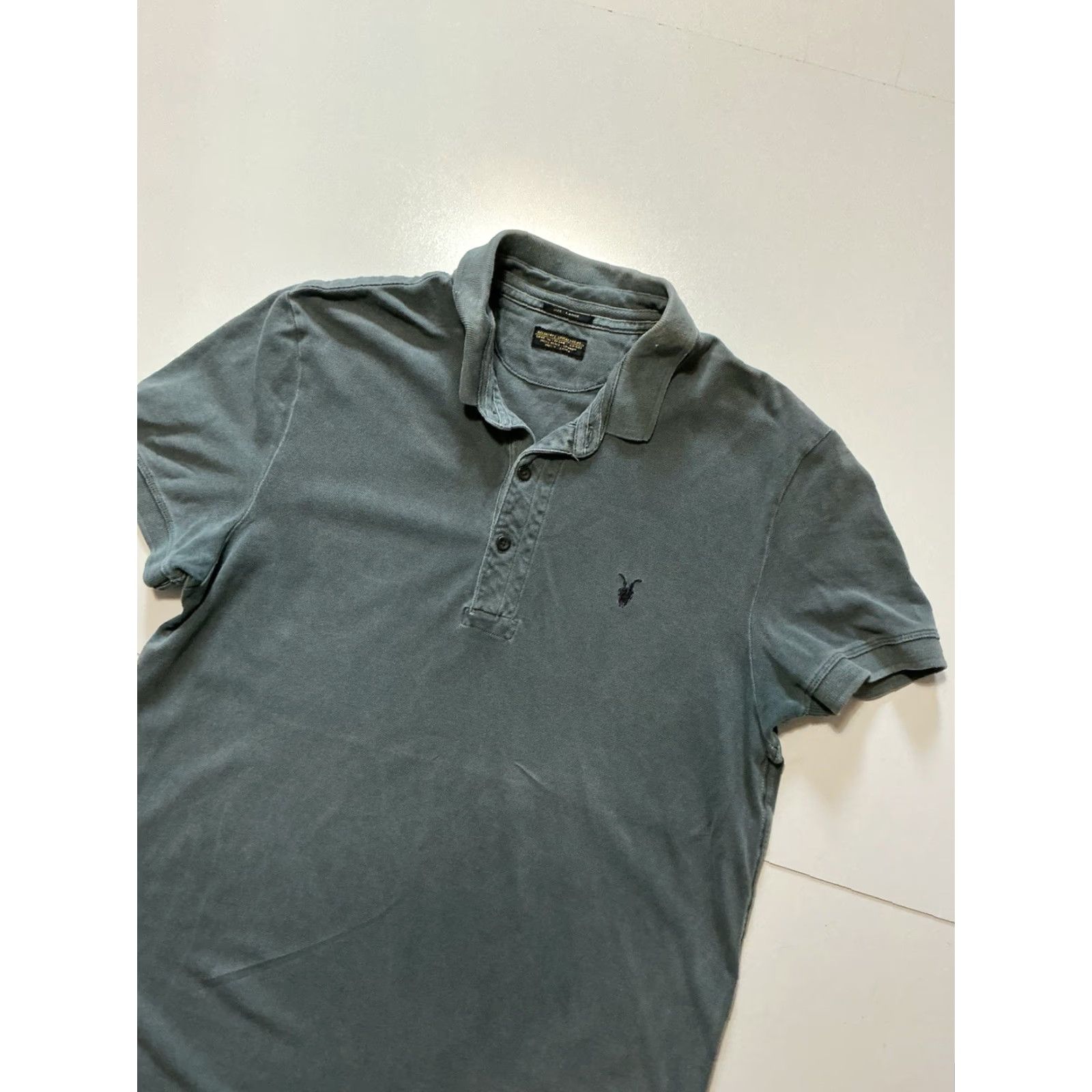 Allsaints AllSaints Spitalfields Sandringham Ram Skull Cotton Gray S/S Polo Shirt Large Mens Size US L / EU 52-54 / 3 - 4 Thumbnail