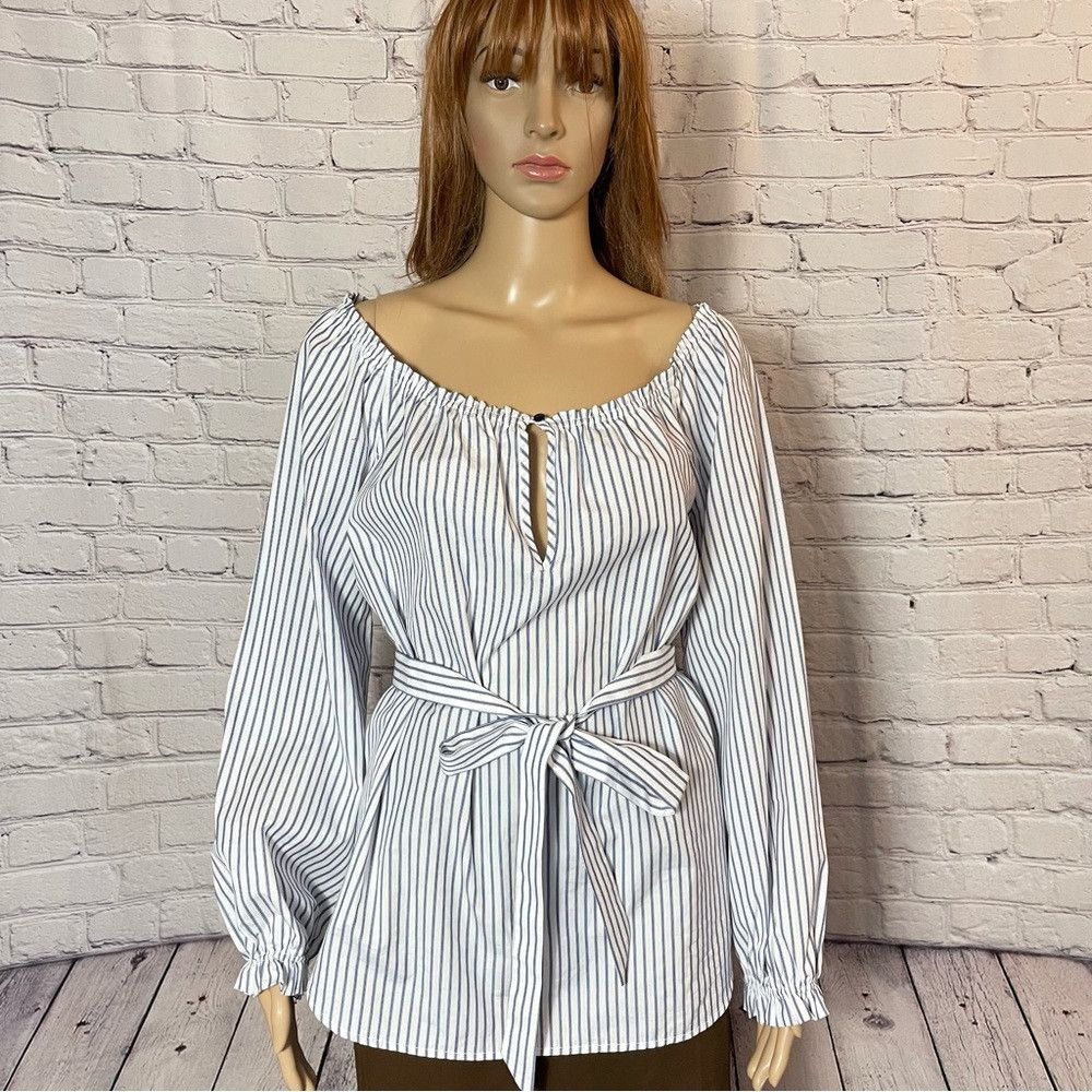 Rag & Bone NWT New $250 Rag & Bone Sierra Stripe Belted Cotton Blouse Size M / US 6-8 / IT 42-44 - 3 Thumbnail