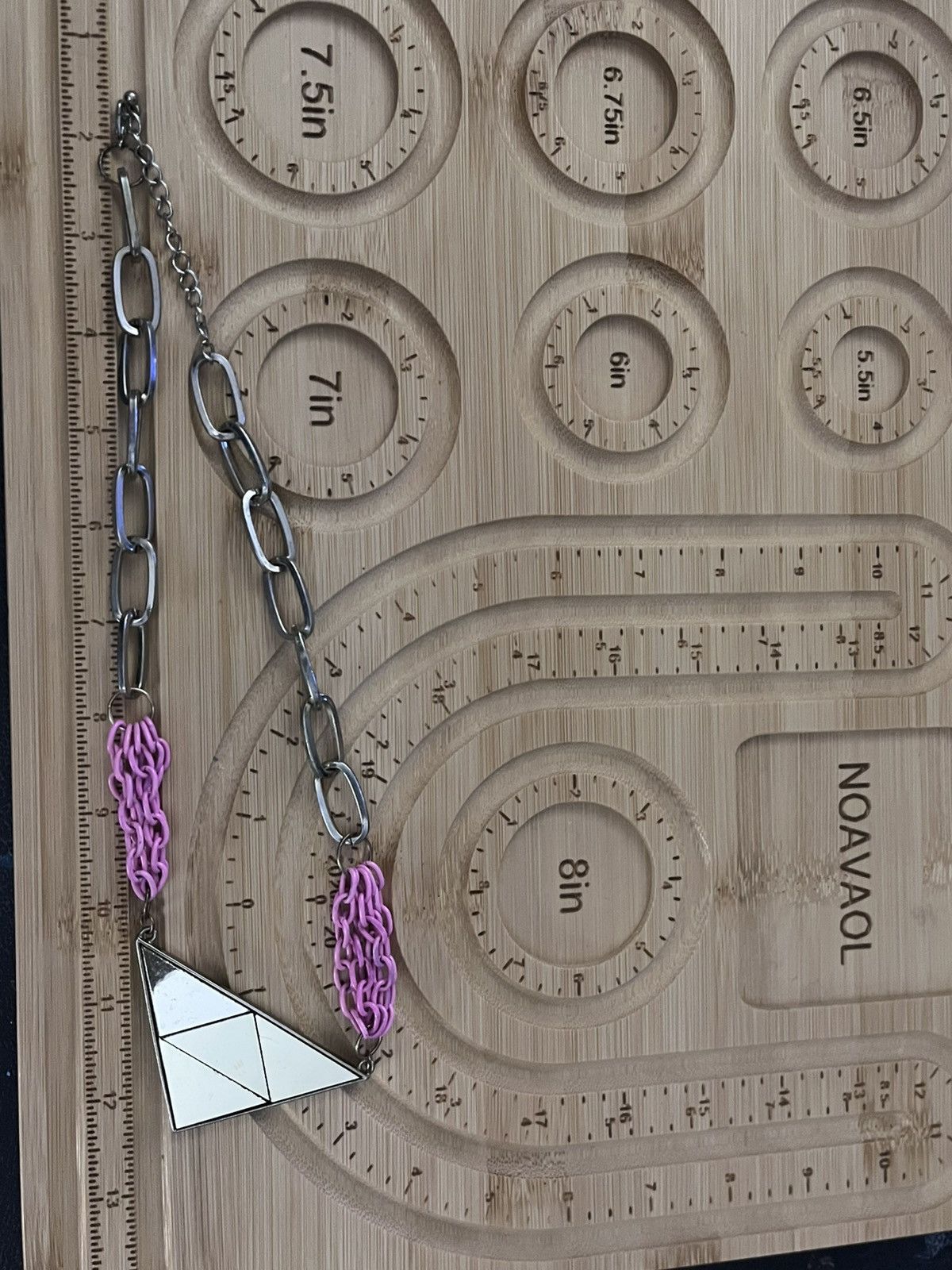 Other 2010s Geometric Triangle Mirror Pendant Pink Chain Necklace Size ONE SIZE - 5 Thumbnail